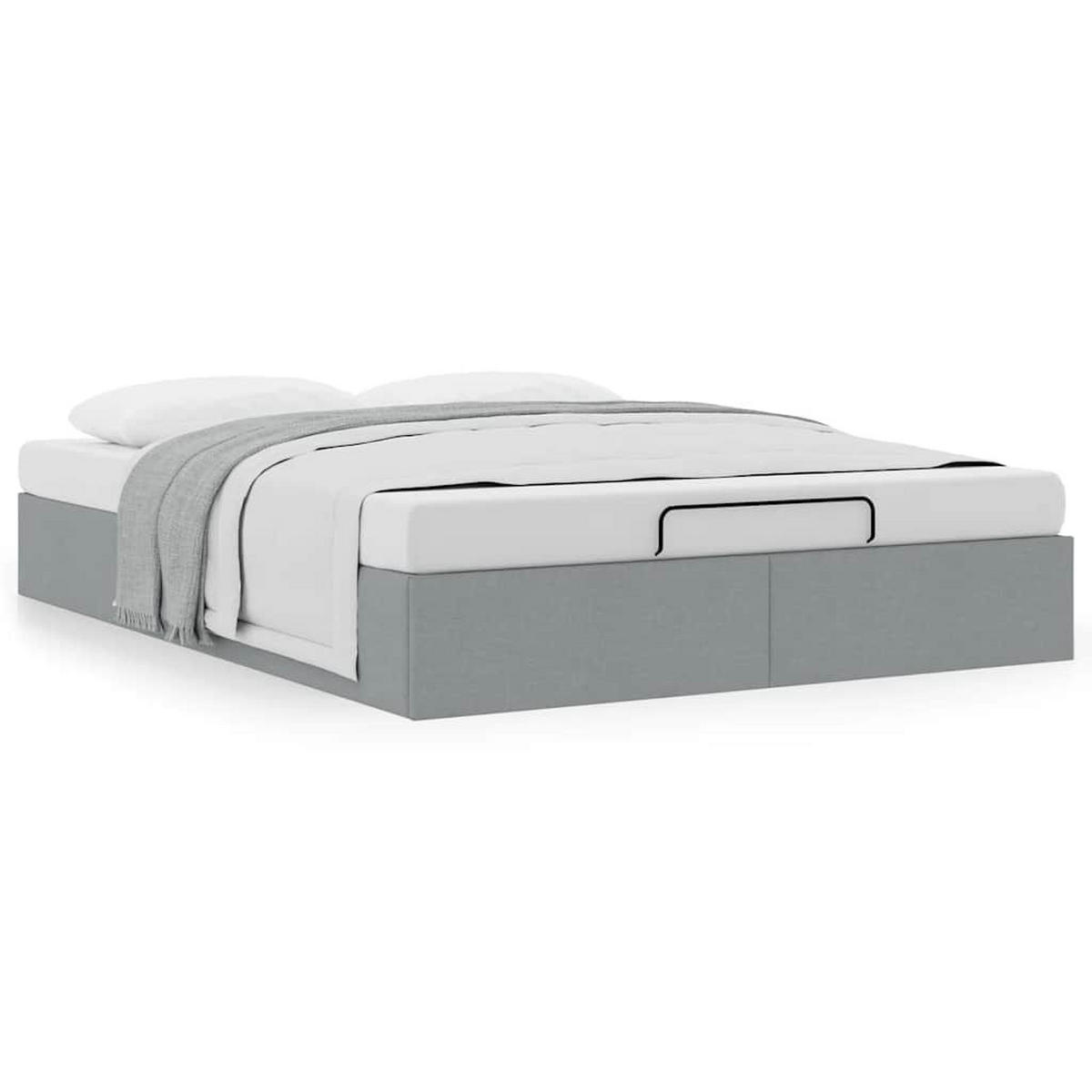 OTTOMAN-BETT Ohne Matratze Hellgrau 140/200 Cm Stoff - Grau, Textil (140/200cm) - vidaXL
