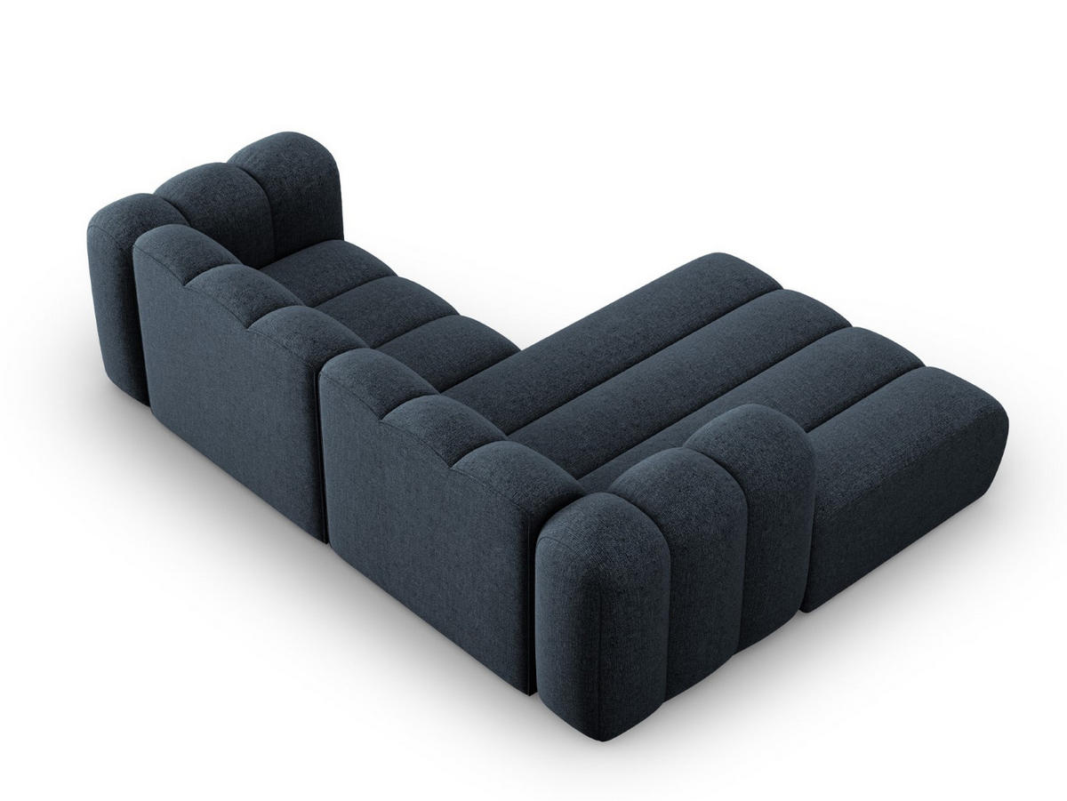 ECKSOFA modular links Lupine aus Chenille-Stoff königsblau 3 Sitzplätze - Dunkelblau, Textil (177/230cm) - Micadoni