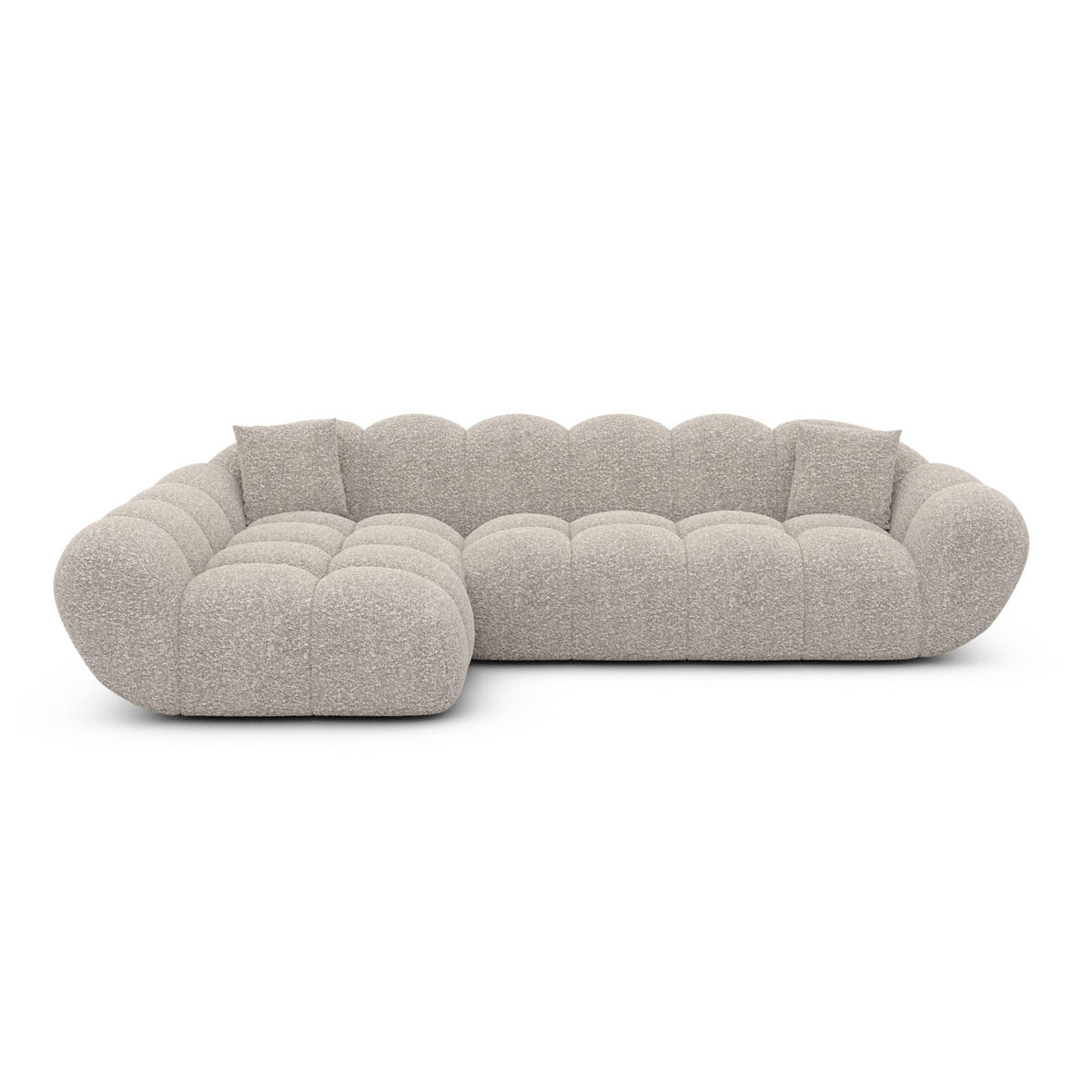 ECKSOFA Liva Sand Bouclé L-Form Links - Sandfarben, Textil (265/160cm) - VAROYAL