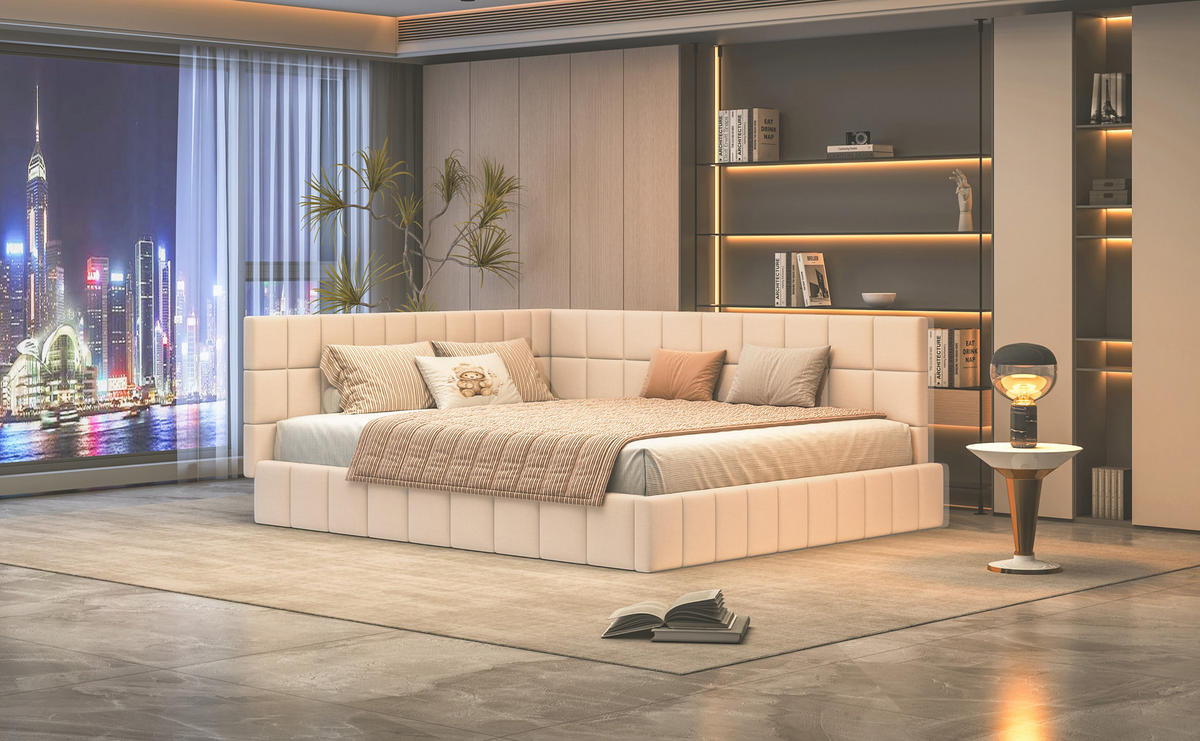POLSTERBETT 160x200 cm Samt beige - Beige, Textil (160/200cm) - Fortuna Lai
