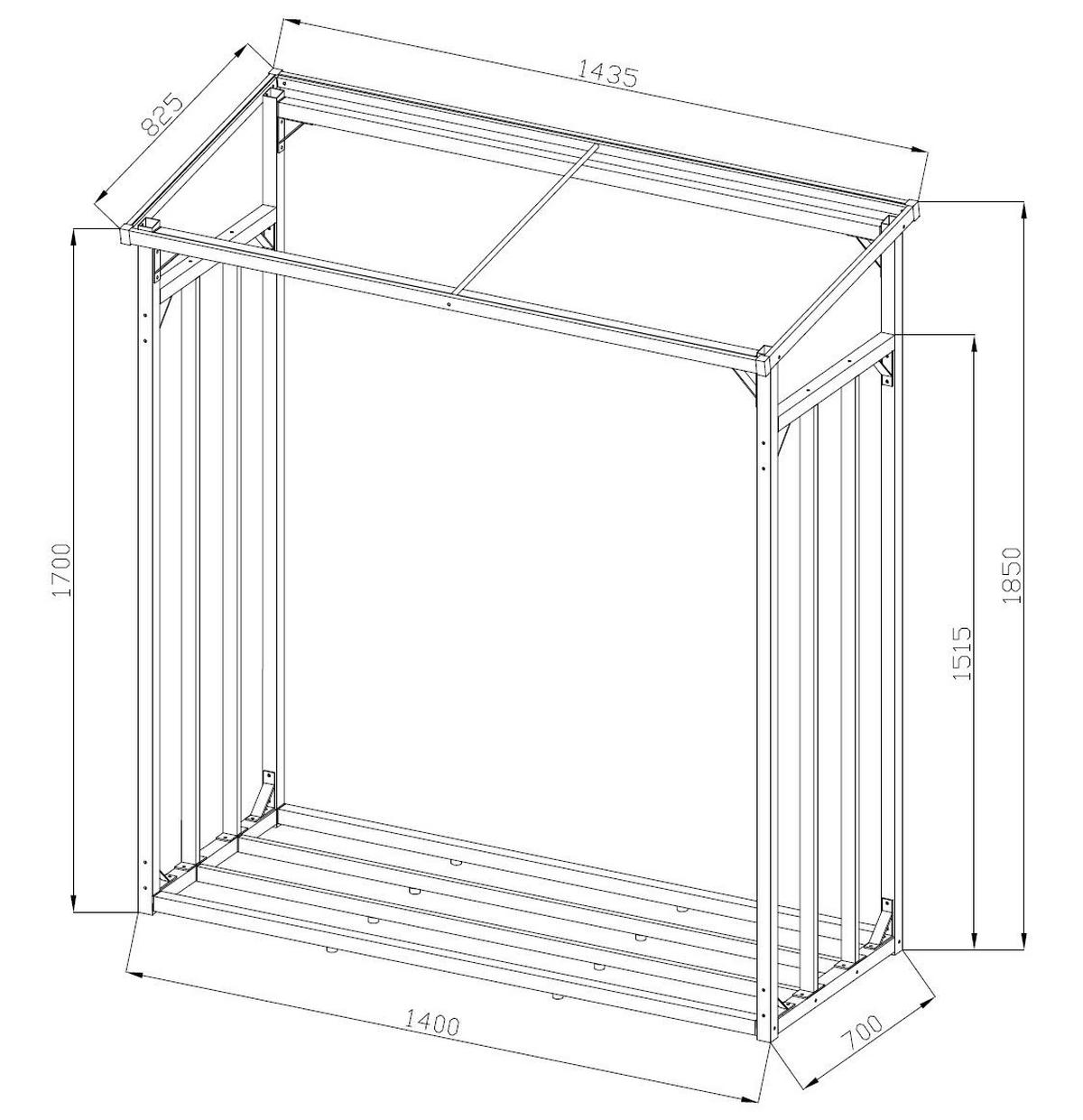 KAMINHOLZREGAL Außen Promo 143x70x185 cm Metall Anthrazit 1,8 m³ / 2,5 SRM - Anthrazit, Metall (143/185/70cm) - QUICK STAR