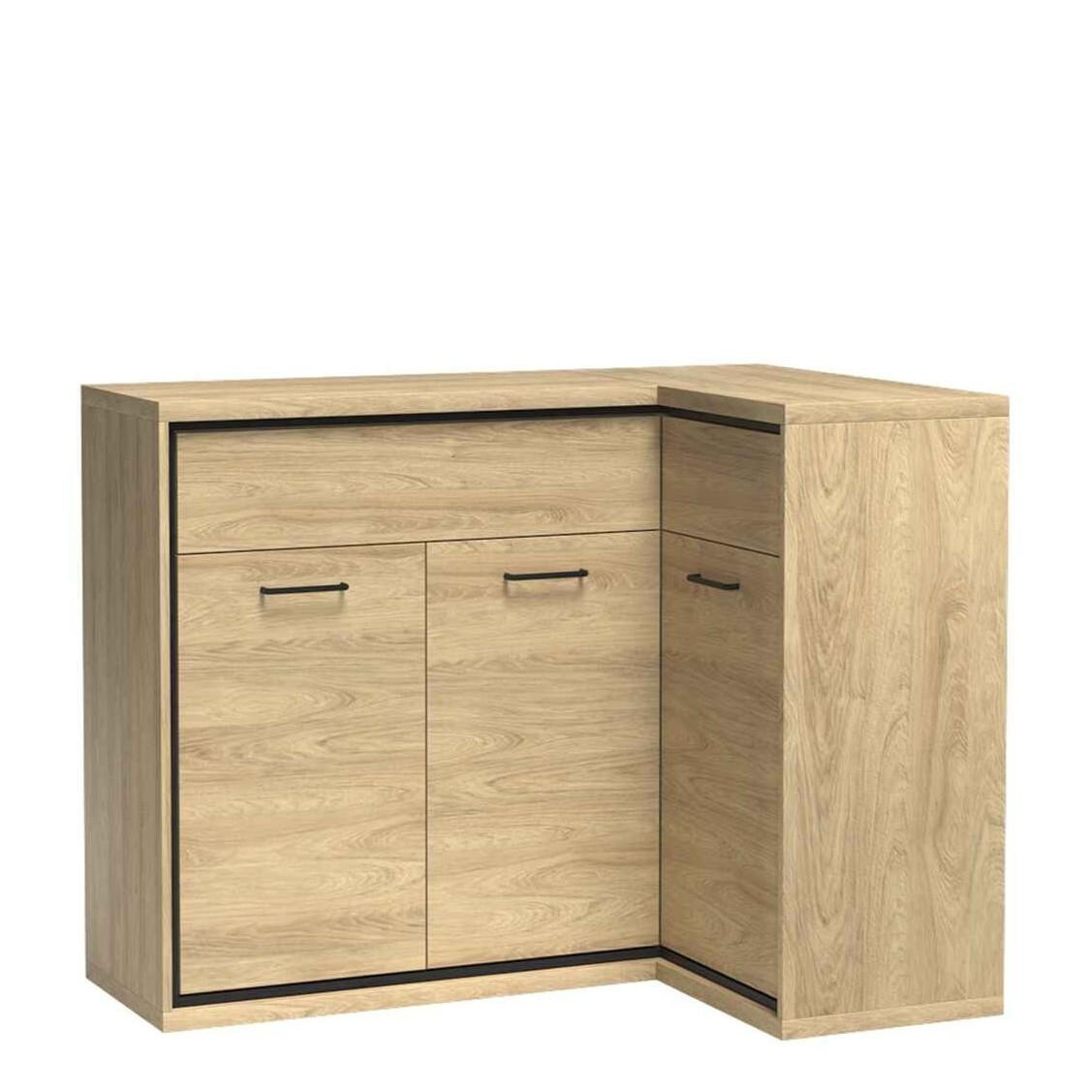 KOMMODE SYNDRA 127,5/101/41cm mit Schubladen 3 Türen Eichefarben - Eichefarben, Holzwerkstoff (127.5/101/41cm) - MASSENO