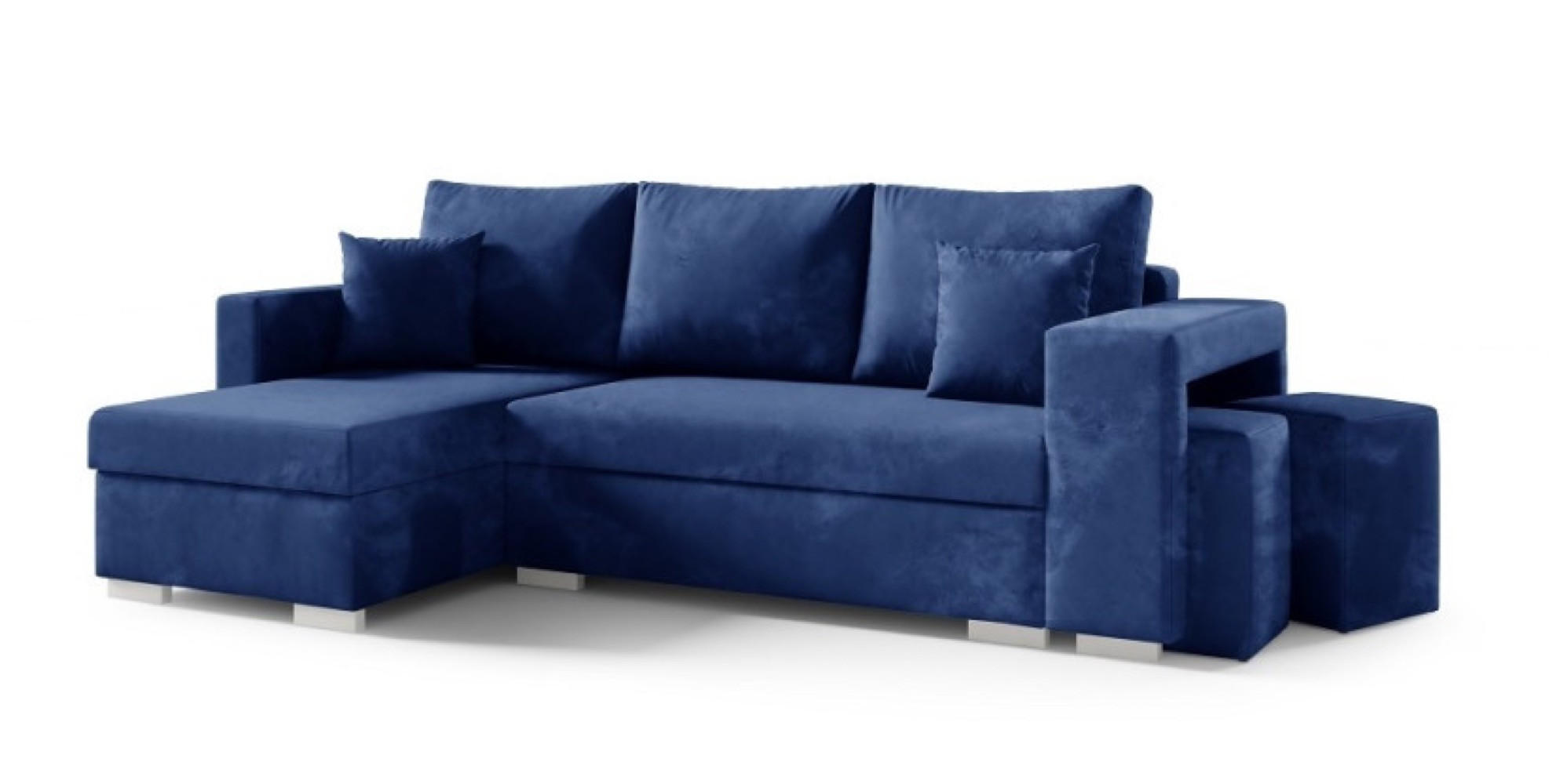 ECKSOFA Granatowy OLI Mit Hockern Links - Blau, Textil (243/143cm) - Sepro Meble