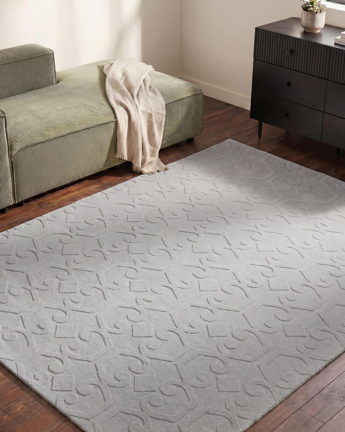 TEPPICH Hellgrau 160/230 cm Gannett - Hellgrau/Grau, Textil (160/230cm) - Beliani
