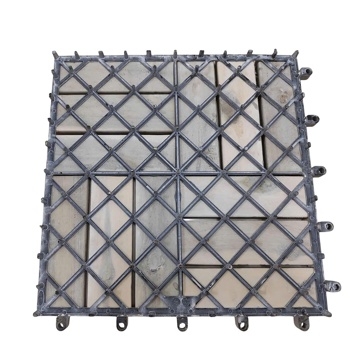 TERRASSENFLIESE - 33er-Set - 30x30 cm - Akazie massiv / Polypropylene - Grau, Holz/Kunststoff (30/30/2.4cm) - home24