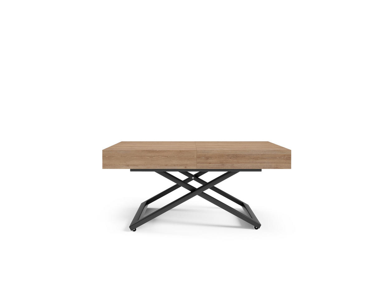 COUCHTISCH SANNA U - Trüffeleichefarben/Schwarz, Holzwerkstoff/Metall (80/120/27cm) - Meblini