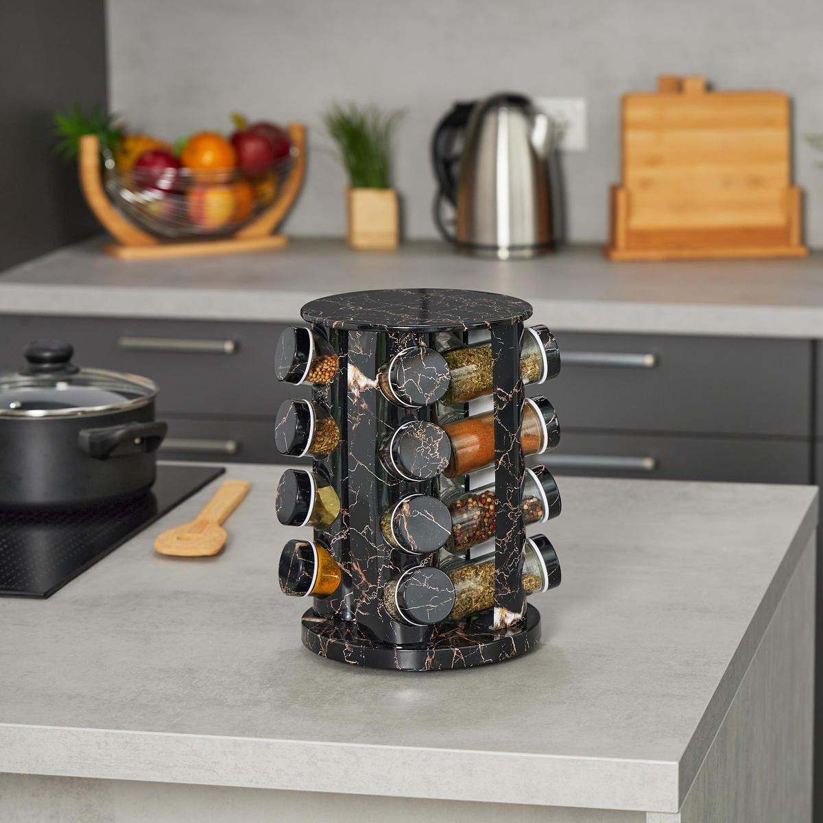 17tlg.GEWÜRZKARUSSELL - Multicolor, Glas/Kunststoff (19/27.5/19cm) - Relaxdays