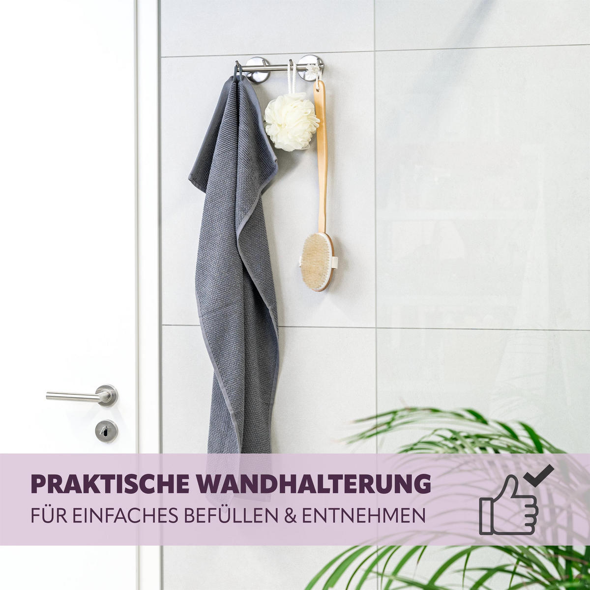 HAKENLEISTE PIAZZA, Edelstahl, matt - Edelstahlfarben, Metall (20/6/6cm) - bremermann