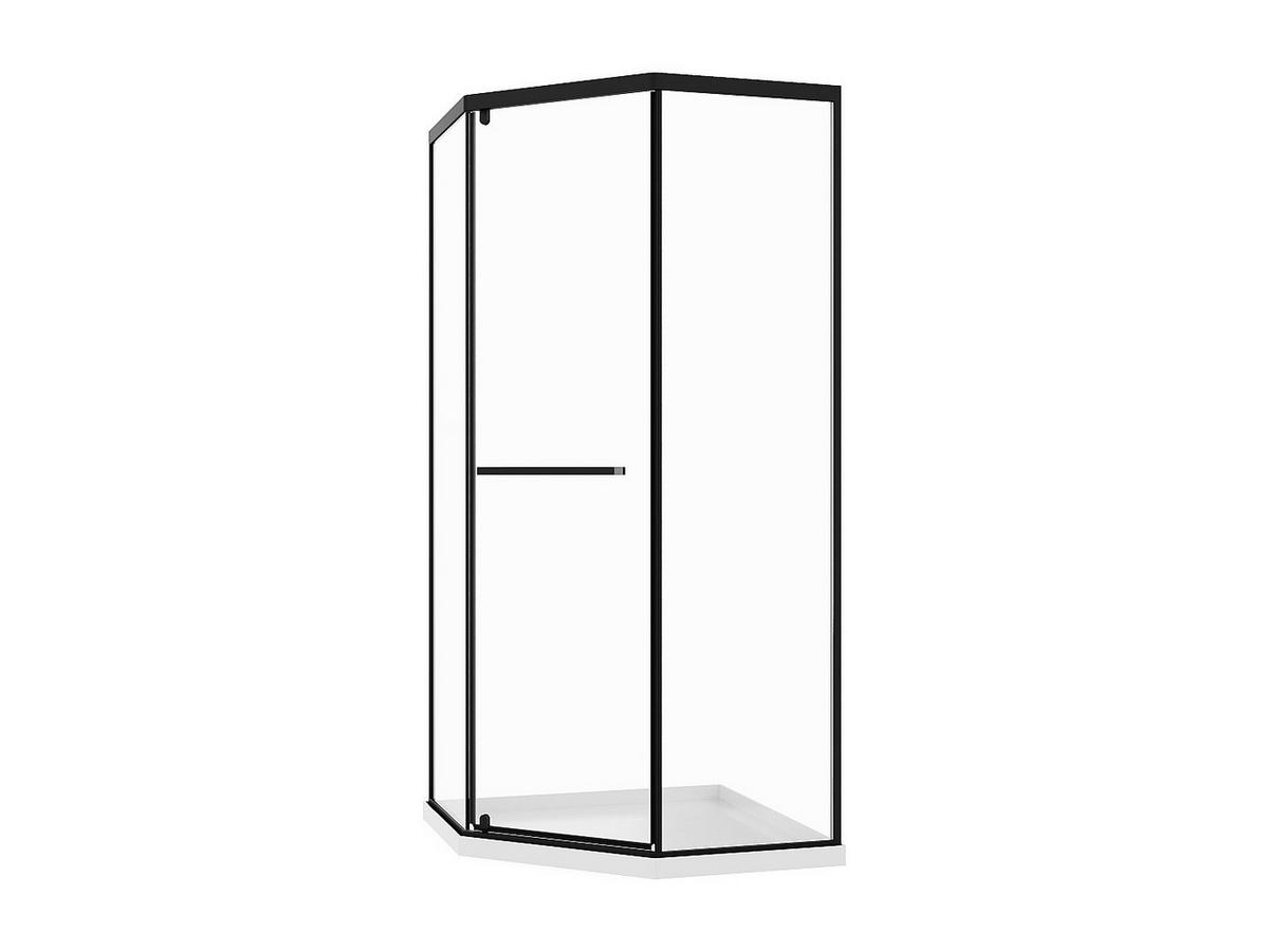 DUSCHWAND - 90 cm x 90 cm - Glas, Metall - Schwarz - CRISTELIO - Schwarz, Glas/Metall (90/195cm) - Vente-Unique