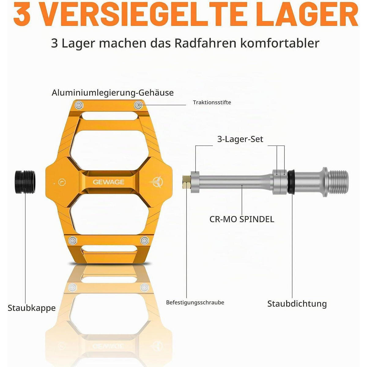 FAHRRAD Pedale Set Gold - Goldfarben, Metall (8/1.5/9.8cm)