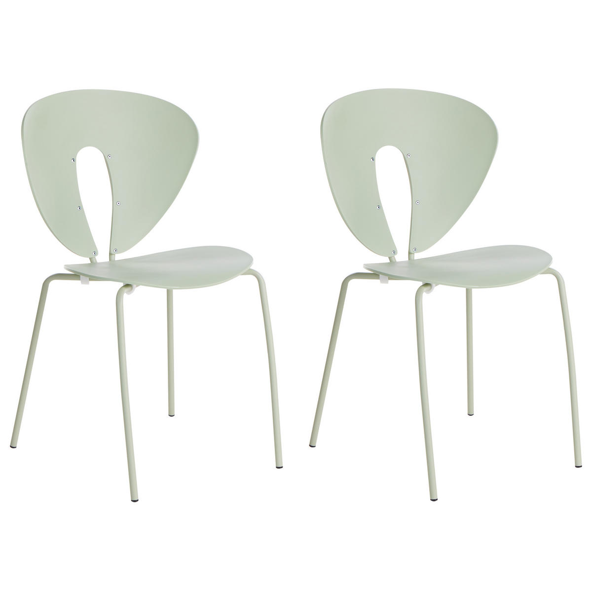 ESSZIMMERSTUHL 2er-Set Hellgrün Tracy - Silberfarben/Hellgrün, Kunststoff (47/81/51cm) - Beliani