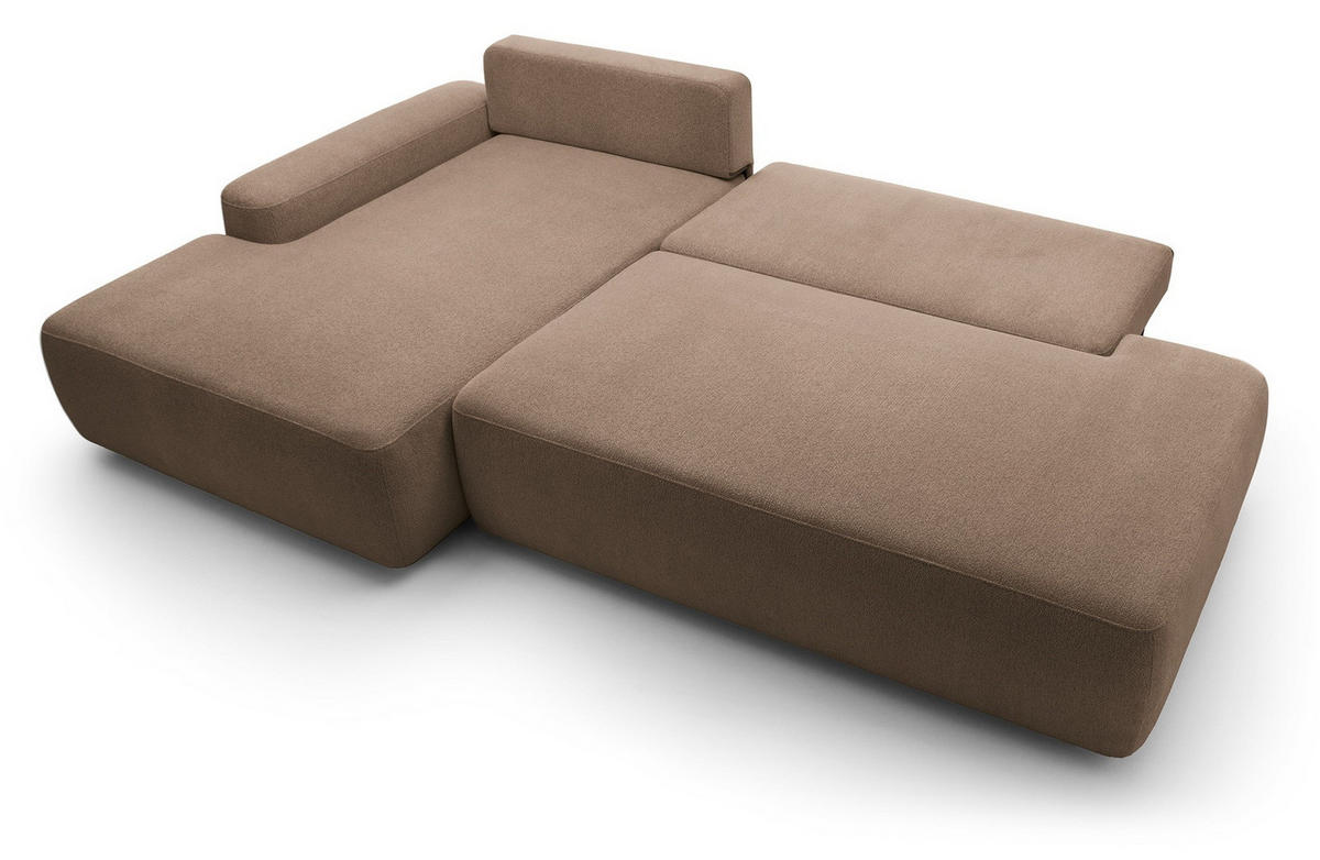 ECKSOFA 275 cm mit Schlaffunktion Orea O, Links, Dunkelbraun - Dunkelbraun, Holz (276/164cm) - Emporius