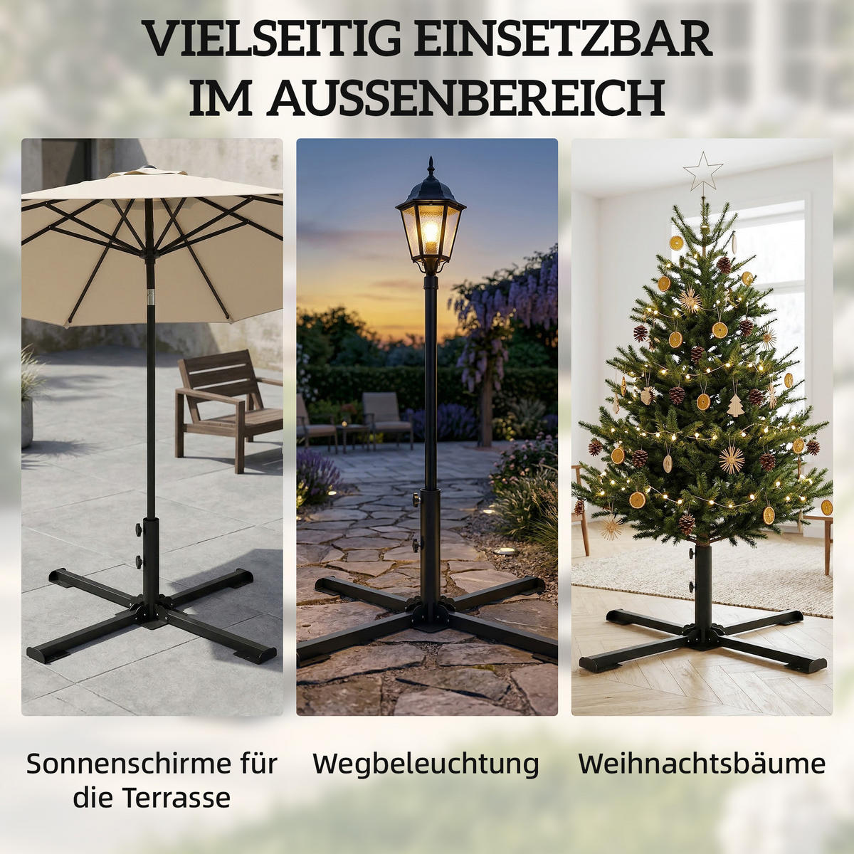 SONNENSCHIRMSTÄNDER Metall Dunkelgrau - Dunkelgrau, Metall (86/86cm) - Outsunny