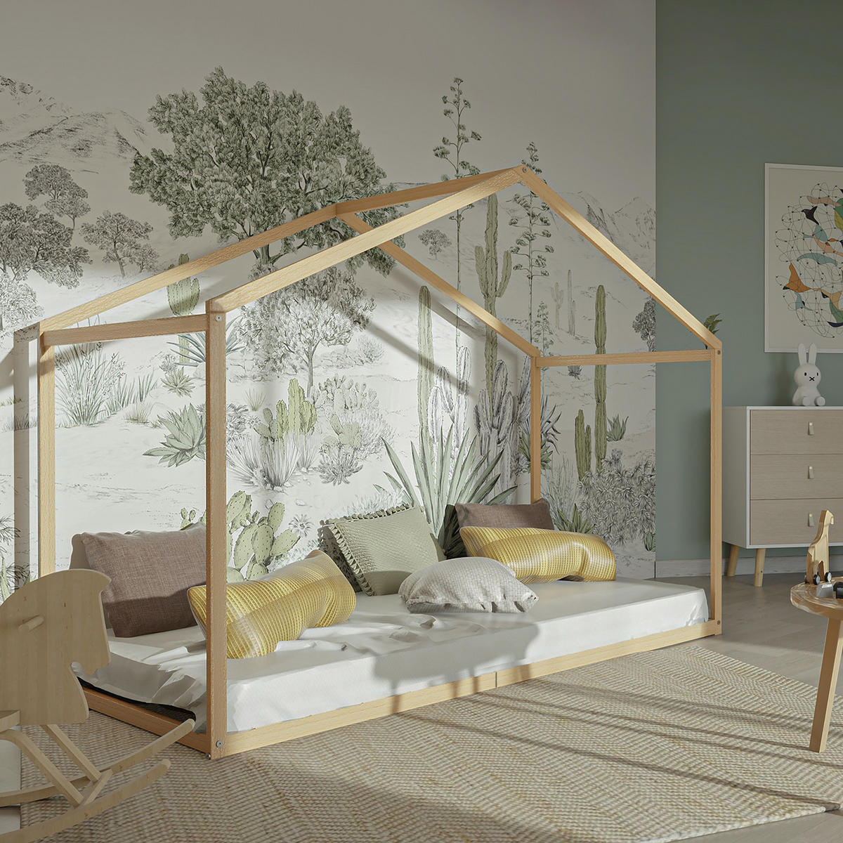 HAUSBETT WENDY mit Lattenrost / Kinderbett 90x190 - Naturholz - Weiß, Holz (90/190cm) - Weber Industries
