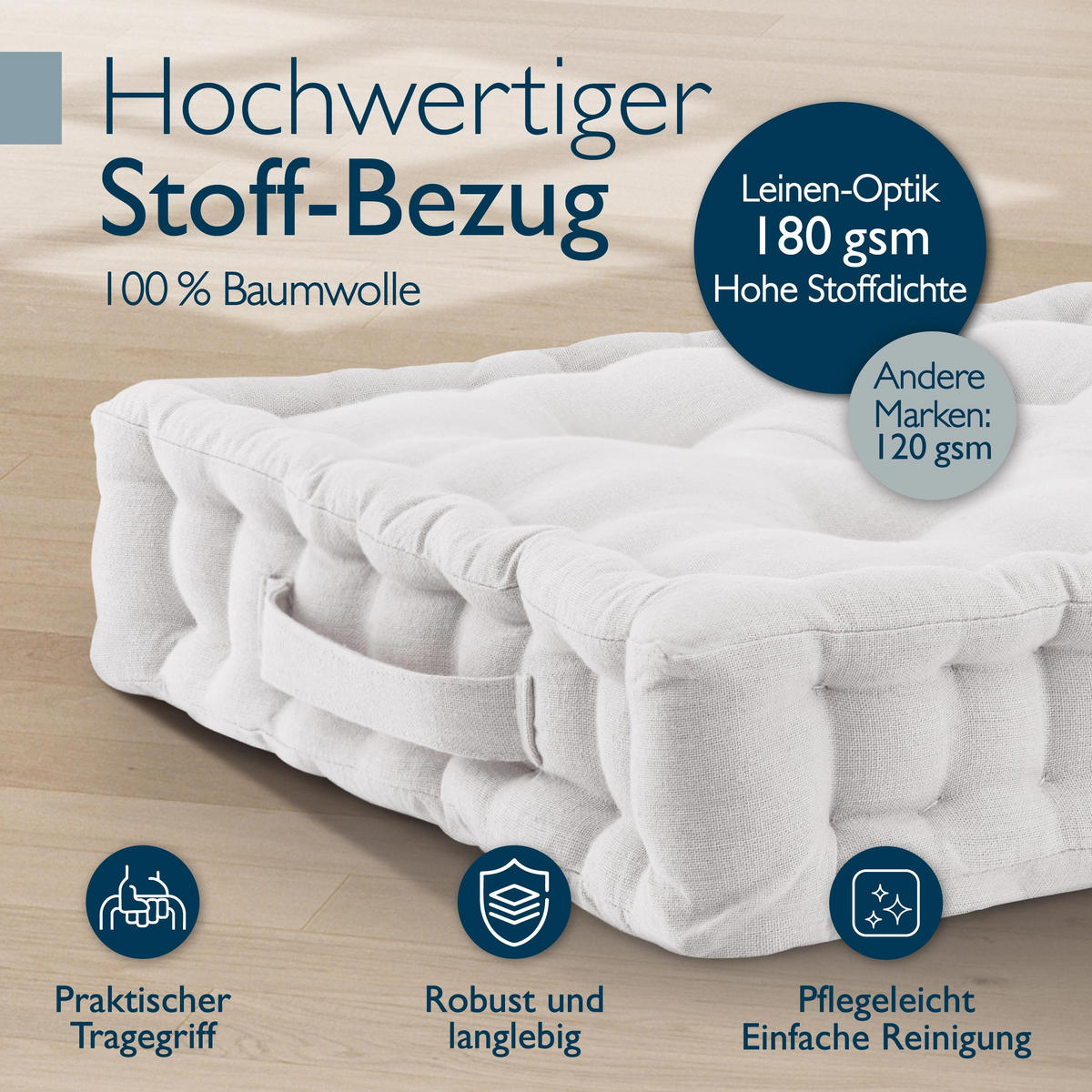 STUHLKISSEN Mila 50/50/10cm Natur (4tlg) - Naturfarben, Textil (50/50/10cm) - Beautissu 