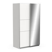 KLEIDERSCHRANK, 2 Schiebetüren mit Spiegel - GHOST - Weiß - 116.5 x 59,8 x 203 cm - Weiß, Holz (59.8/203/116.5cm) - Demeyere