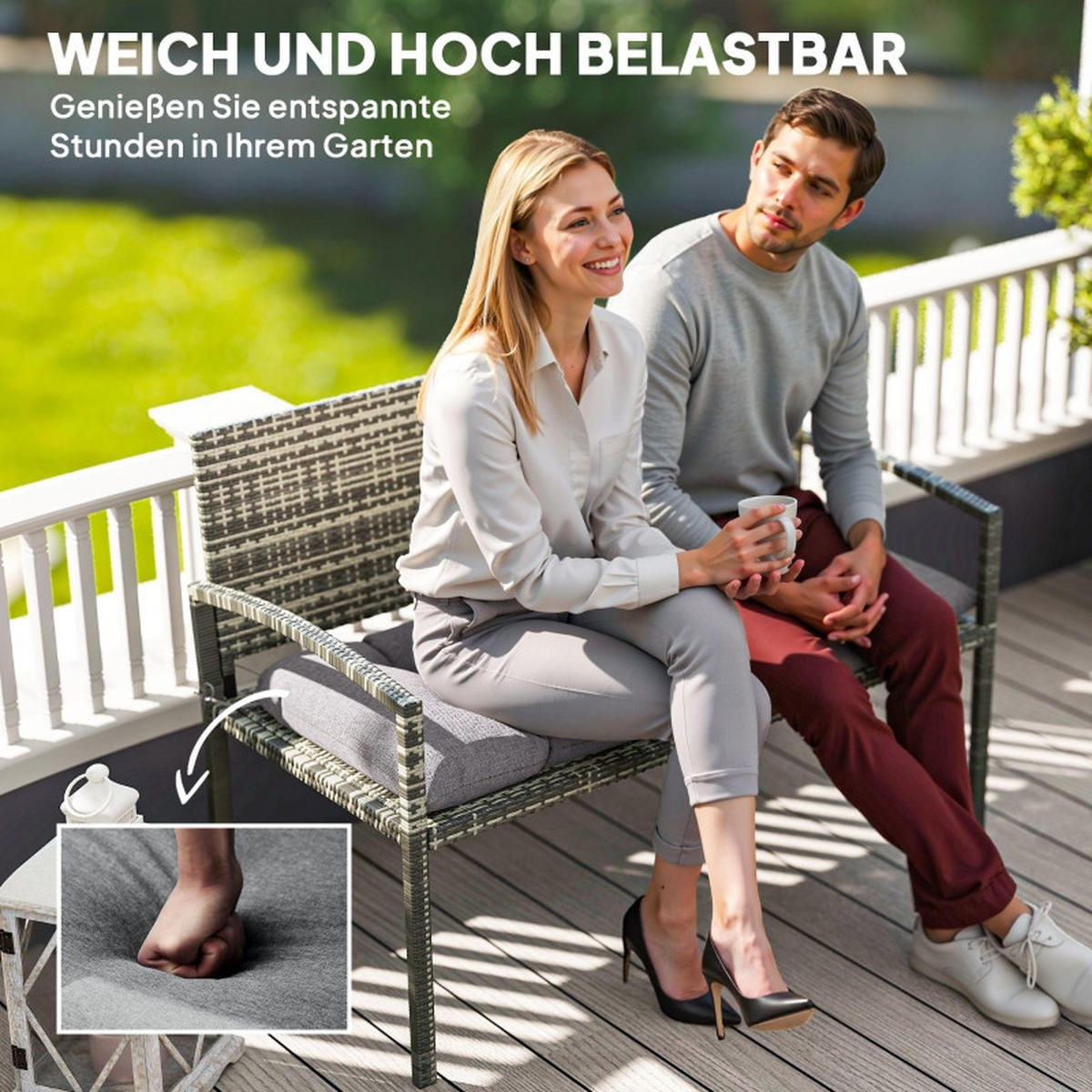 BANKAUFLAGE aus Polyester 105x46x12,5 cm in Grau mit Befestigungsbändern - Grau, Textil (46/12.5/105cm) - Modfu