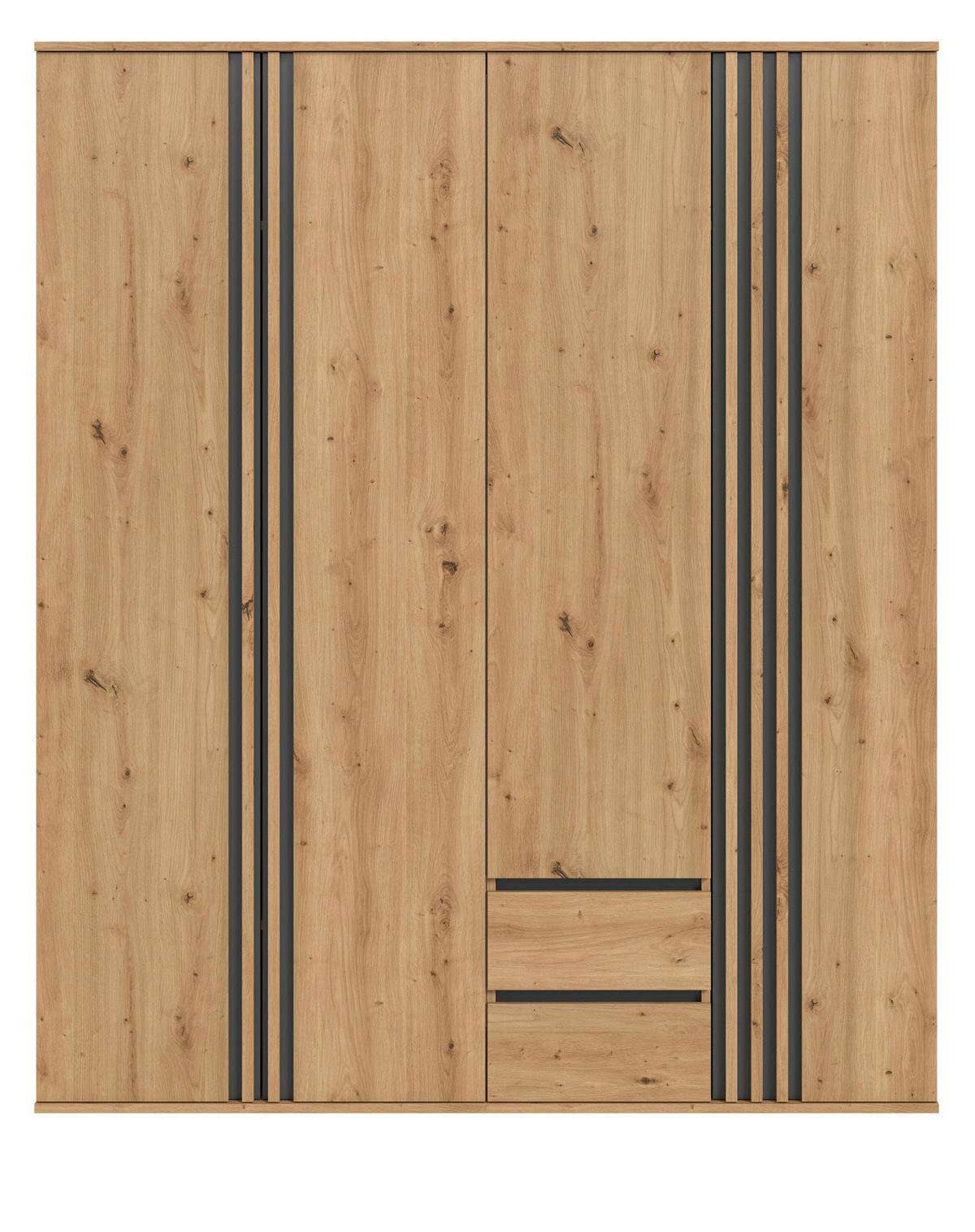 KLEIDERSCHRANK Eiche Artisan, grau 160 x 192 cm, Drehtürenschrank 4-türig - Anthrazit/Eiche Artisan, Holzwerkstoff (160/192/56cm) - Inn.Furn