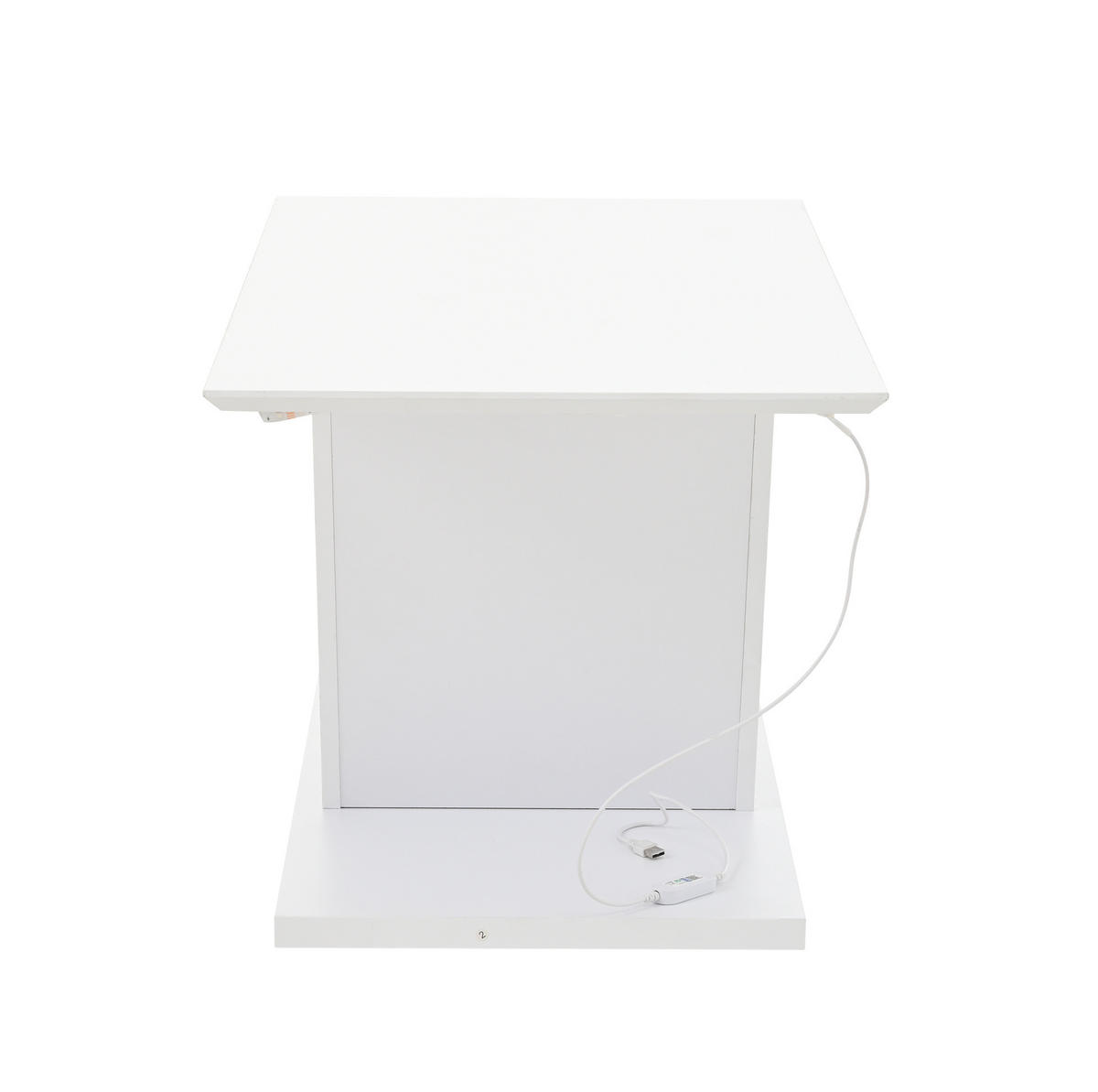 KONFERENČNÍ stolek 100/50/46 cm bílý z dřevotřísky s LED osvětlením a lesklou deskou - bílá, kompozitní dřevo (100/50/46cm) - OKWISH