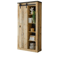 STAURAUMSCHRANK Used Wood hell, anthrazit, Mehrzweckschrank mit Schiebetür - Anthrazit/Schwarz, Holzwerkstoff/Metall (93/201/38cm) - Furn.Design
