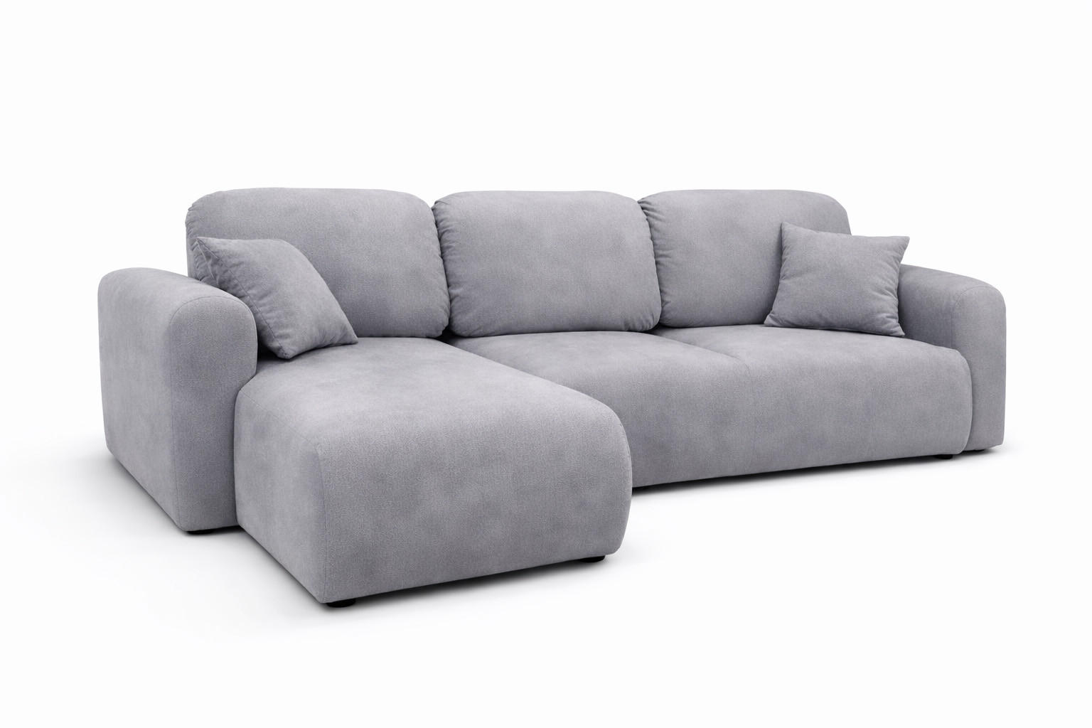 ECKSOFA Mit Schlaffunktion Und Bettkasten, Sofa L-Form Bingo L, Veloursstoff Salvador, Grau, Links - Grau, Holz (250/142cm) - Kaiser Möbel