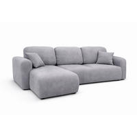 ECKSOFA Mit Schlaffunktion Und Bettkasten, Sofa L-Form Bingo L, Veloursstoff Salvador, Grau, Links - Grau, Holz (250/142cm) - Kaiser Möbel