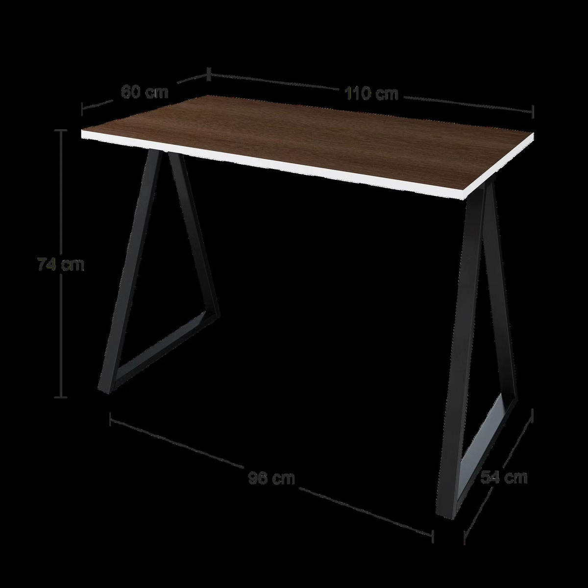 SCHREIBTISCH Wye 110x60 cm – Schwarz mit Wengue Dekor - Schwarz, Holzwerkstoff (60/110/74cm) - Letti Moderni