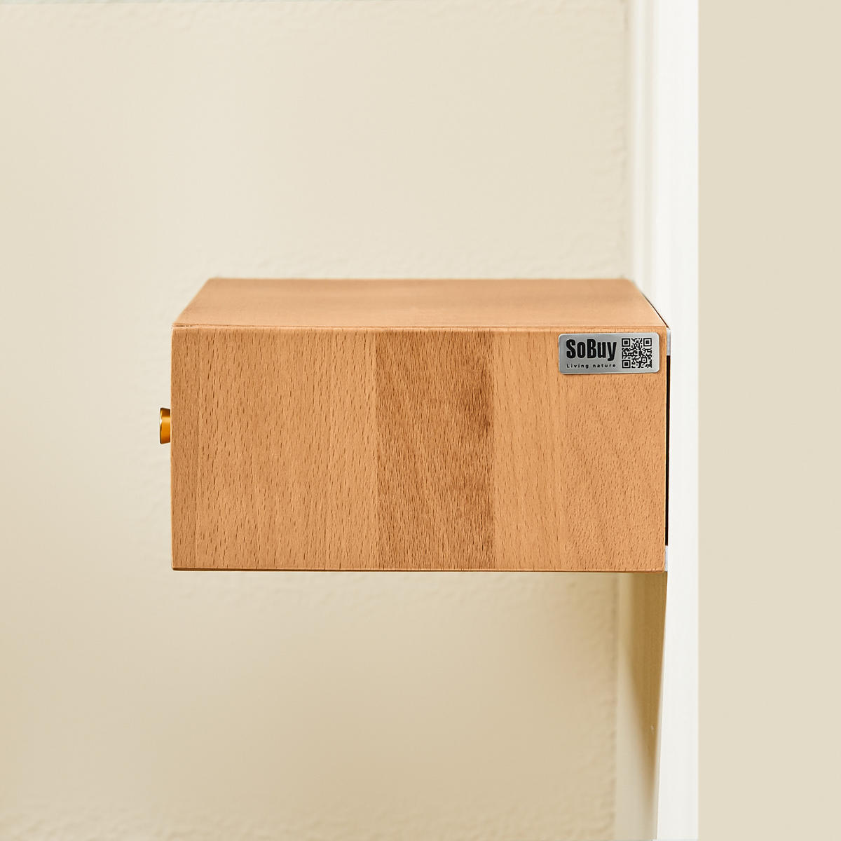 SCHWEBEREGAL mit 2 Schubladen, 60×20×10 cm, Natur - Naturfarben, Holzwerkstoff (60/10/20cm) - SoBuy