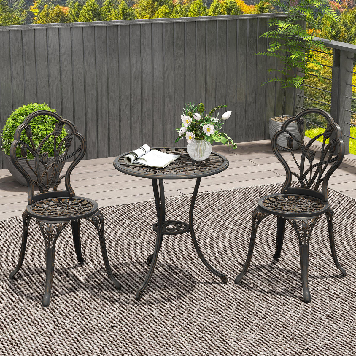 GARTEN-BEISTELLTISCHSET Bronze 3 Stück - Bronzefarben, Naturmaterialien (60/60/67cm) - GiPP
