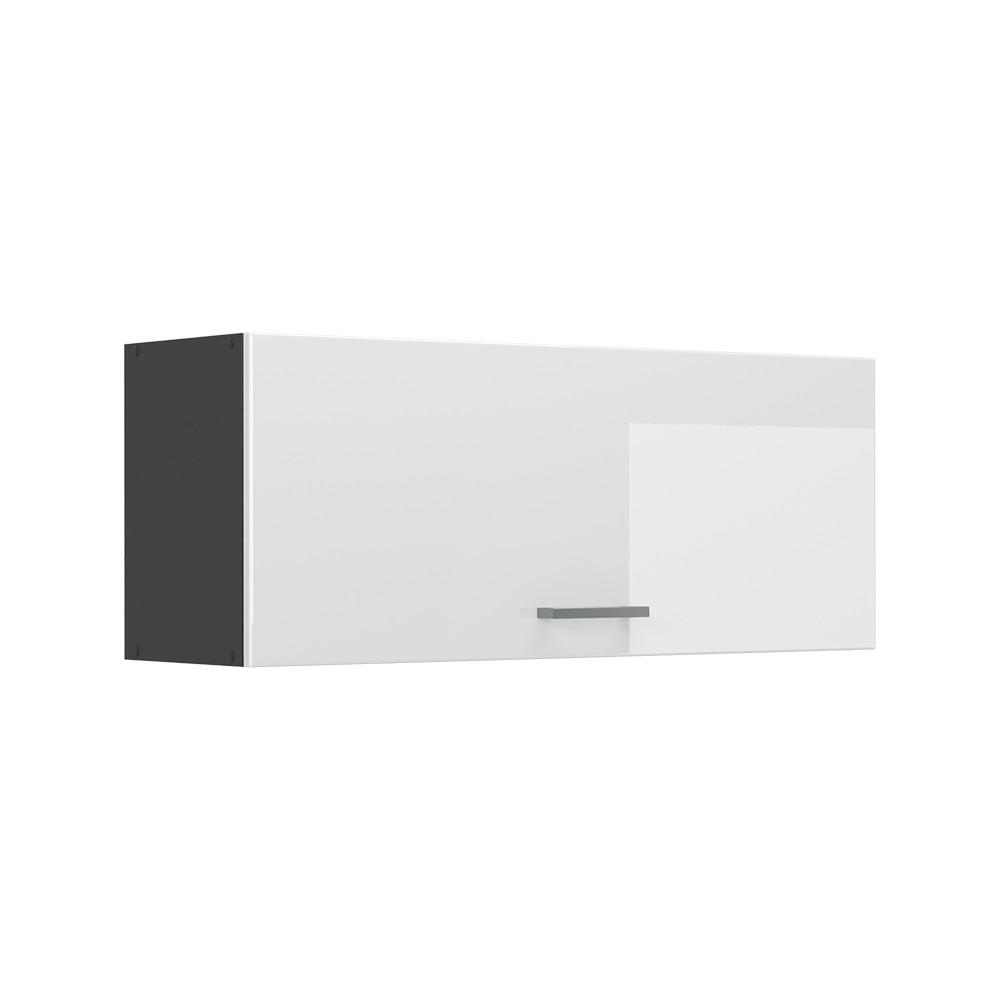 HÄNGESCHRANK R-Line, Weiß Hochglanz/Anthrazit, 100 cm Flach - Weiß Hochglanz/Anthrazit, Holzwerkstoff (100/40/31cm) - Vicco