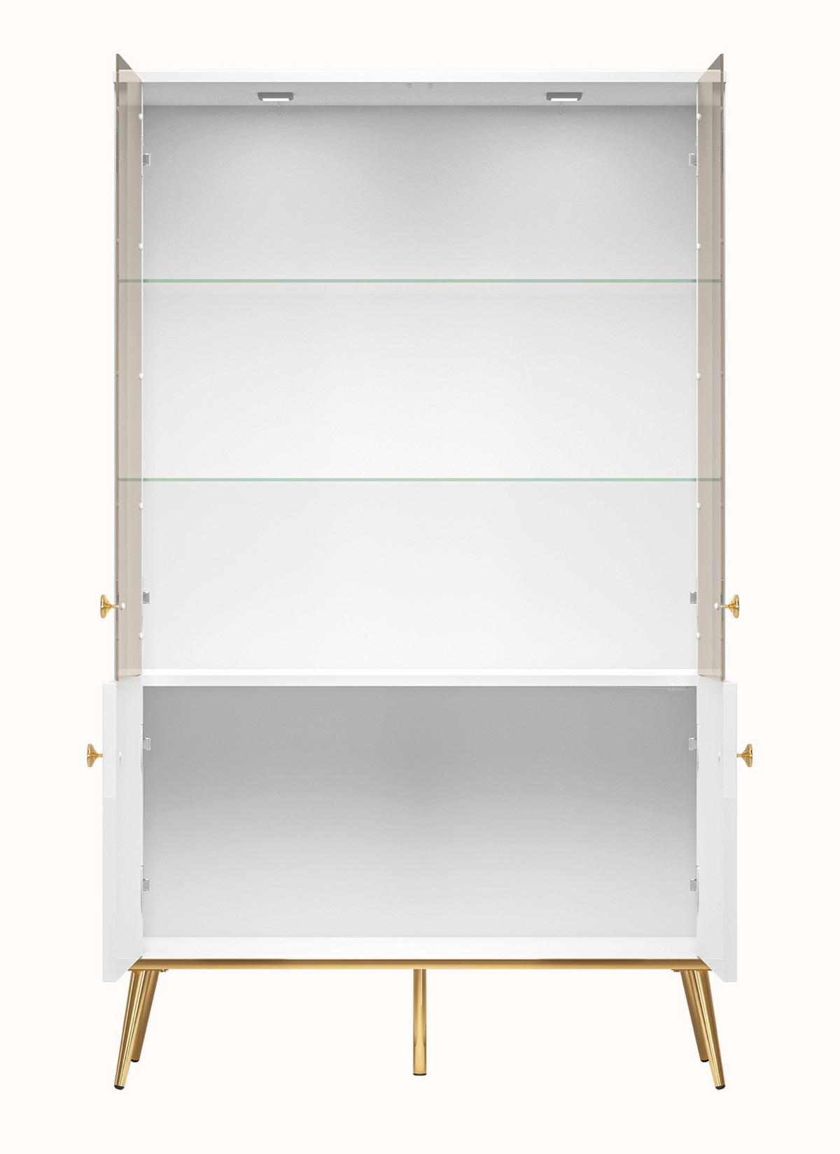 VITRINE Darrby Weiß - Goldfarben/Weiß, Holzwerkstoff/Metall (92/152.3/40cm) - Selsey