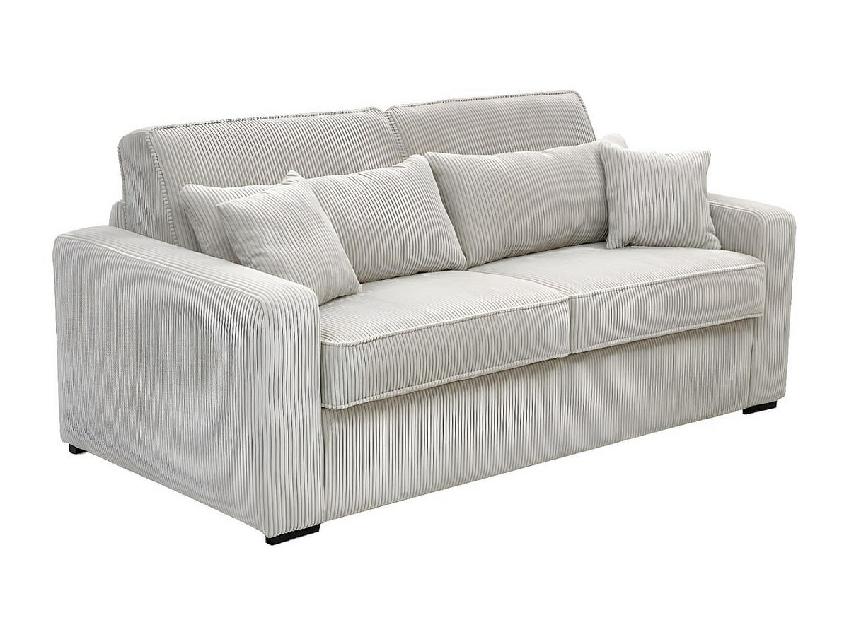 SCHLAFSOFA - 4 Personen - samt - beige Mondovi - Beige, Holz/Textil (214/90/208cm) - Vente-Unique