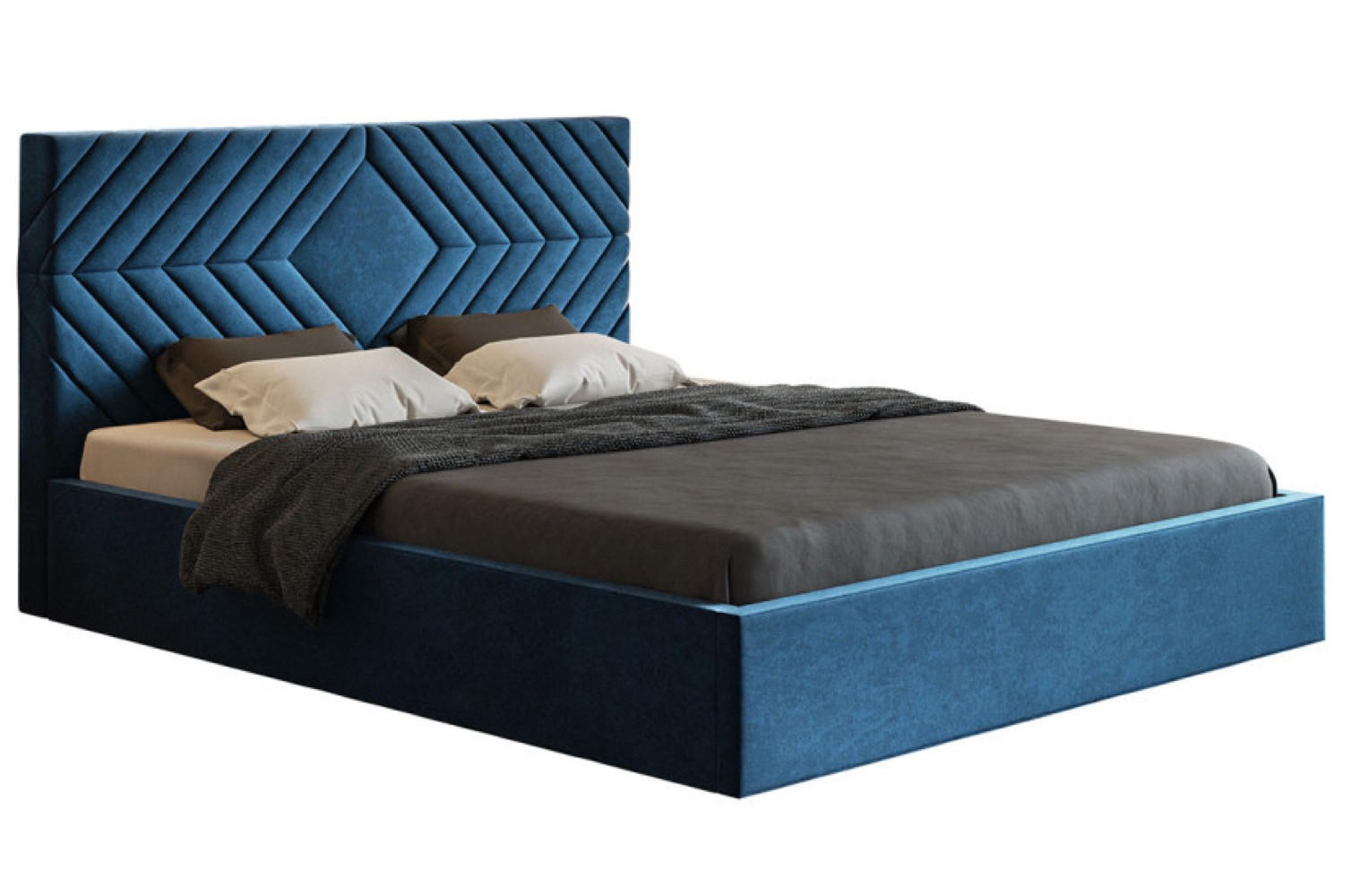 BETT Blau OLDO 2 Gepolstert Mit Bettkasten 180x200 cm - Blau/Schwarz, Textil (180/200cm) - Sepro Meble