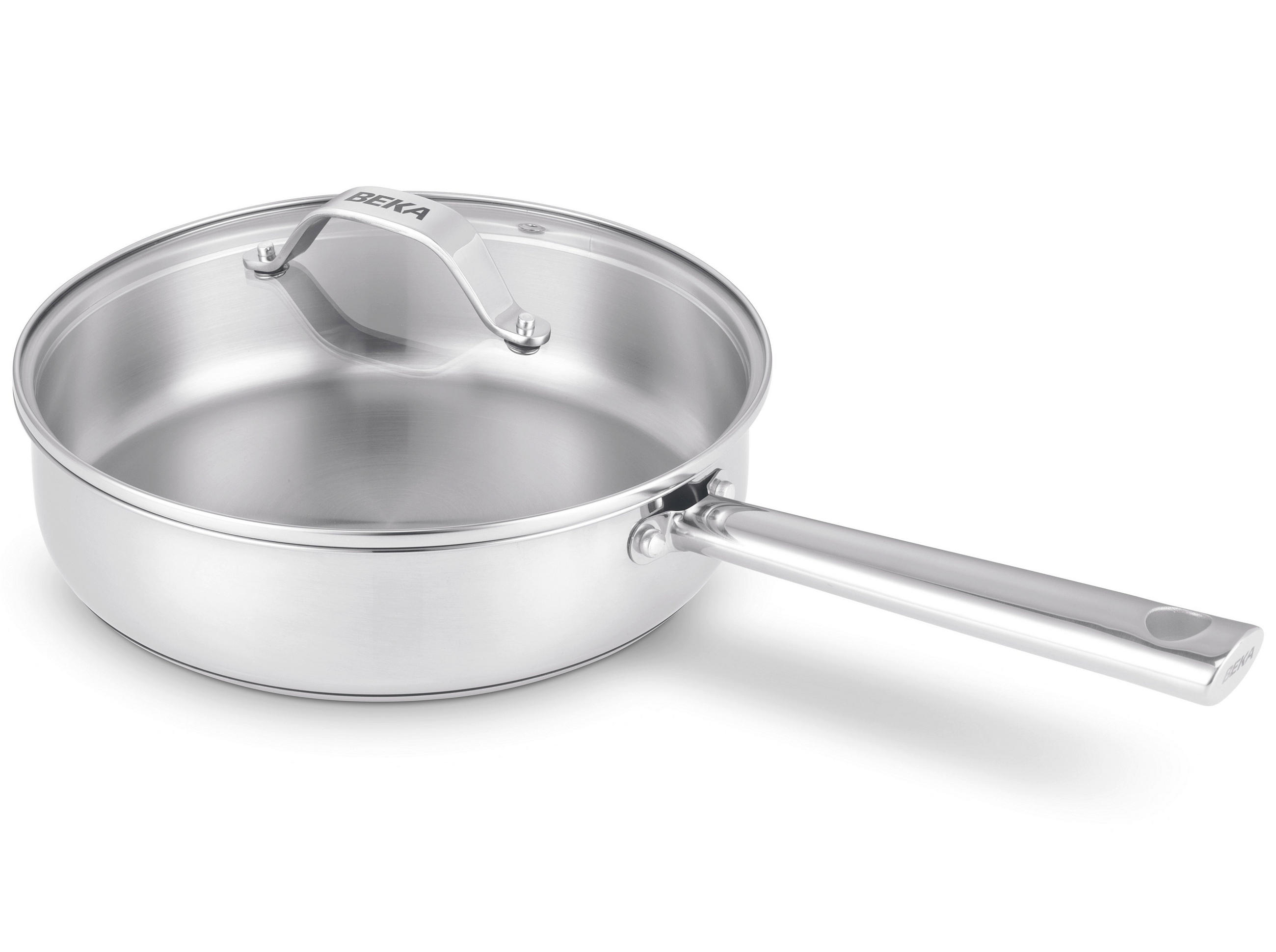 SCHMORPFANNE / Sauteuse mit Glasdeckel Cicla Ø 24 cm – ohne antihaftbeschichtung – geeignet für alle Wärmequellen - Silberfarben, Metall (1/27/11cm)