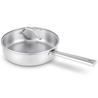 SCHMORPFANNE / Sauteuse mit Glasdeckel Cicla Ø 24 cm – ohne antihaftbeschichtung – geeignet für alle Wärmequellen - Silberfarben, Metall (1/27/11cm)