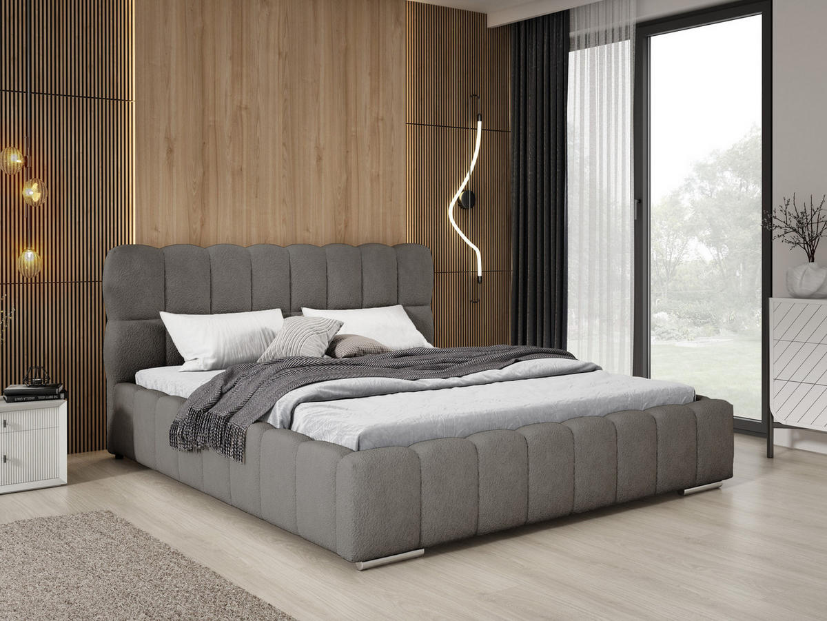 POLSTERBETT 200x200 cm Avilla mit Bettkasten, Lattenrost, Boucle, Dunkelgrau - Dunkelgrau, Holz/Textil (200/200cm) - Emporius