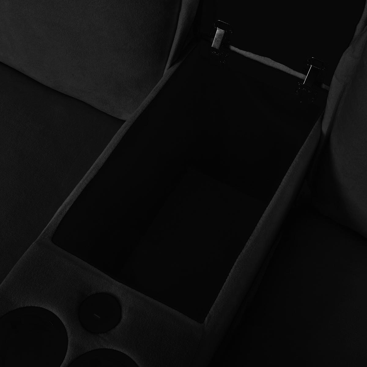 WOHNLANDSCHAFT Modulare Cloud-Couch U-Form mit USB, DE-42767, Schwarz - Schwarz, Holzwerkstoff (362/90/151cm) - ComfortXL