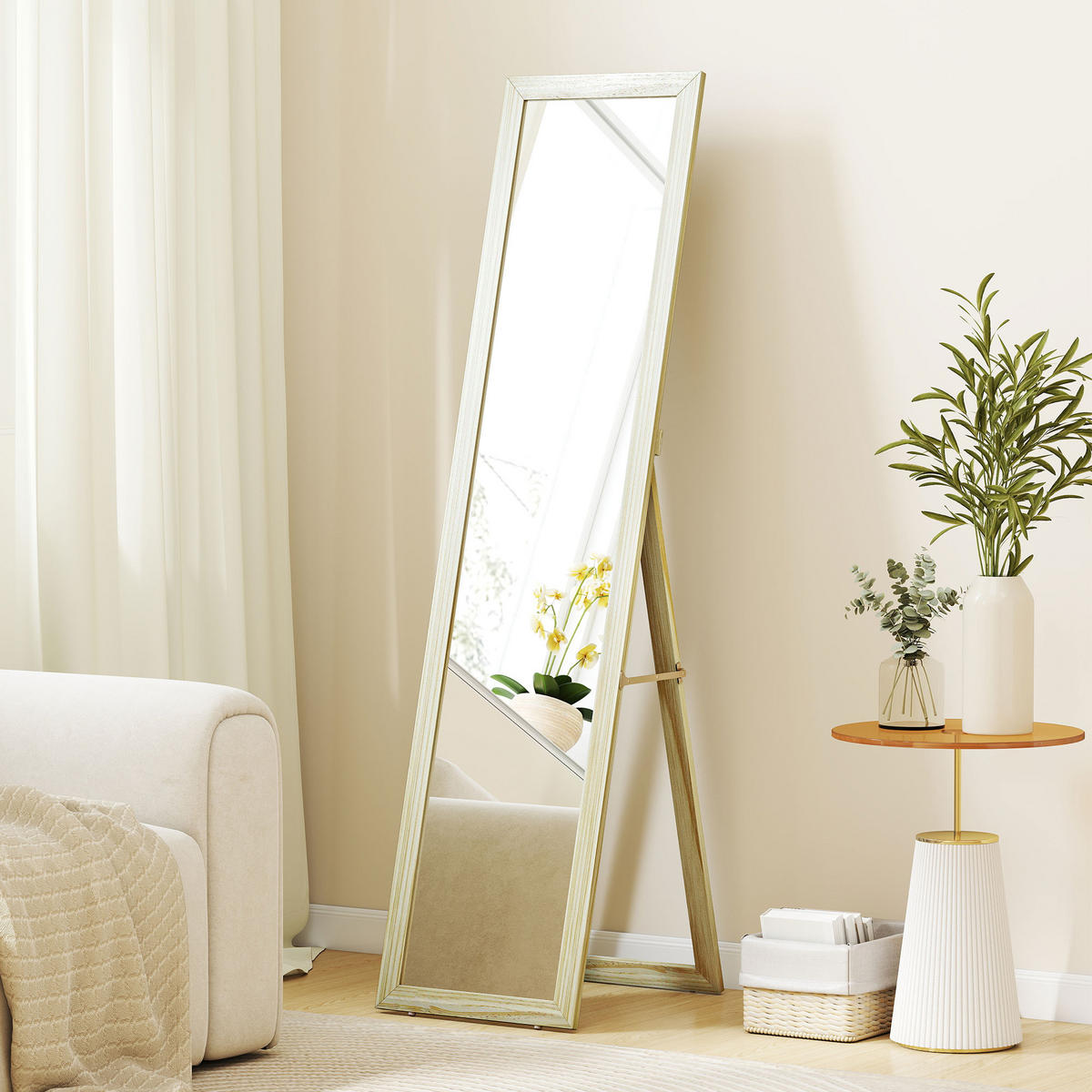 STANDSPIEGEL DE-17946 rechteckig mit Stand- & Wandmontage Natur - Naturfarben, Holzwerkstoff (37/154/1cm) - ComfortXL