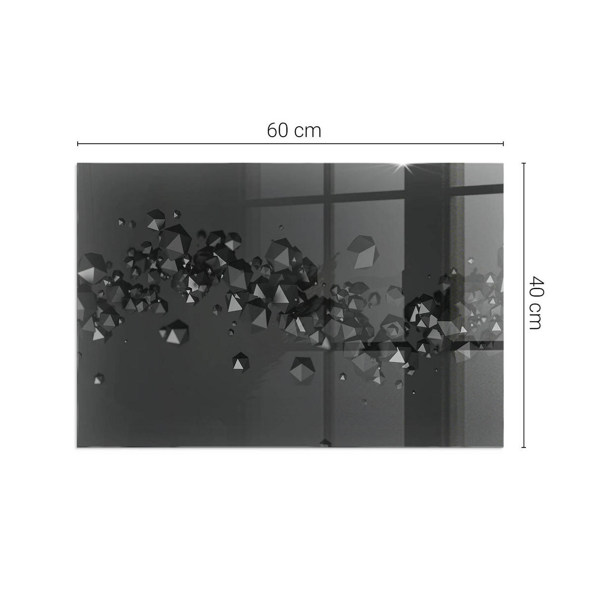 GLASPLATTE für Kamin 60x40 cm Schwarz - Schwarz, Glas (60/40/0.4cm) - ArtPrintCave