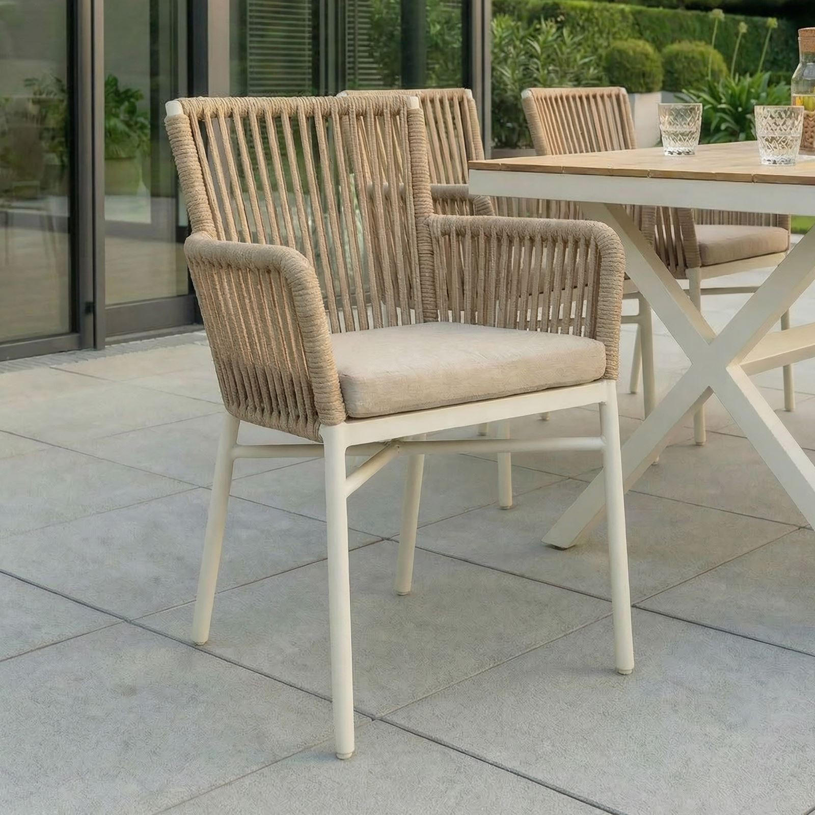 GARTENSTÜHLE AFUERA 6ER-SET - Weiß, Textil/Metall (56/85/59cm) - IDIMEX