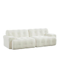 2-SITZER-SOFA aus Chenille 224x104x66 cm Beige montagefrei mit tiefer Sitzfläche und breiten Armlehnen - Beige, Textil (224/66/104cm) - Modfu
