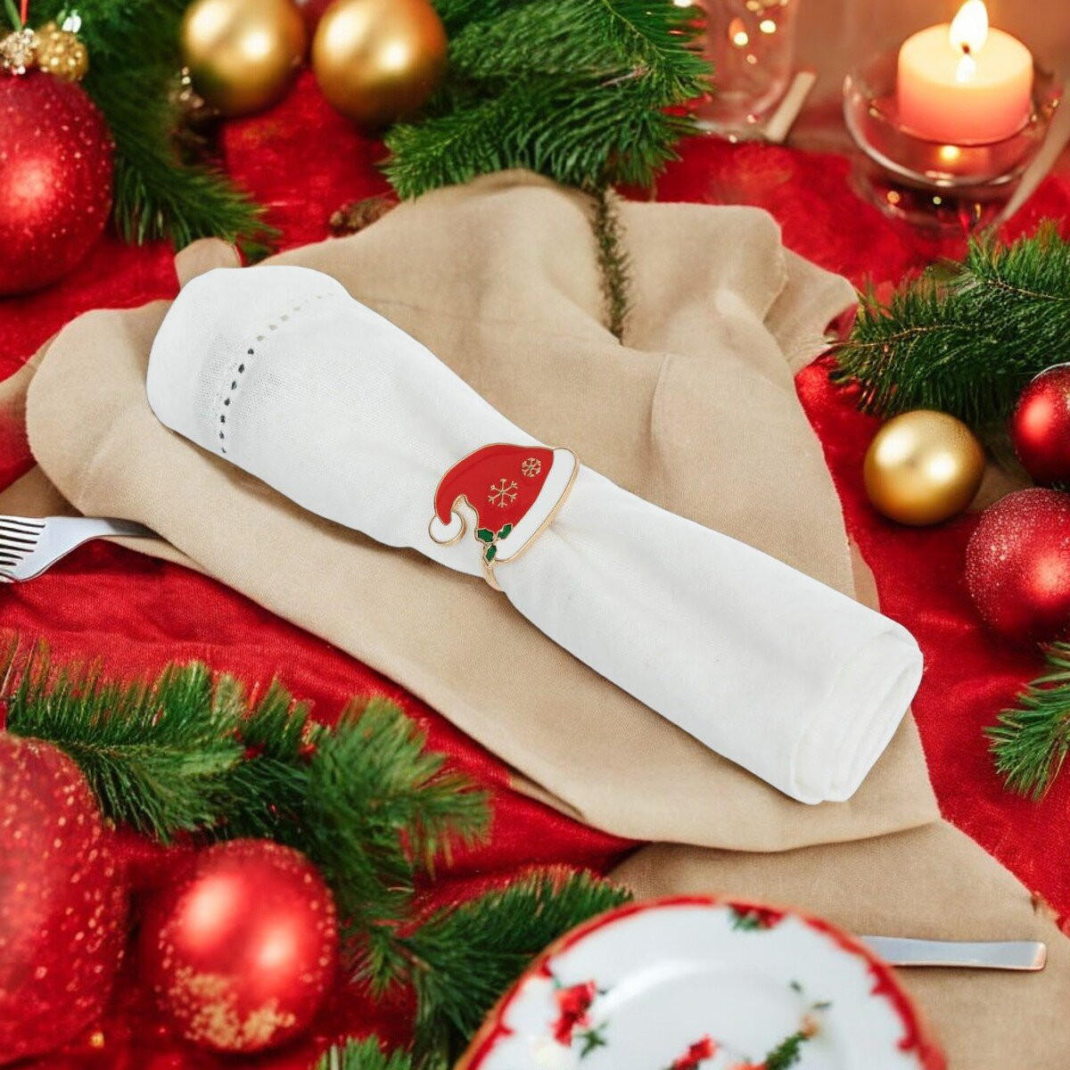 SERVIETTENRINGE Weihnachtsmotiv Metall 2er-Set - Multicolor, Metall (3.7/3.5/4cm) - Atmosphera Createur d´interieur
