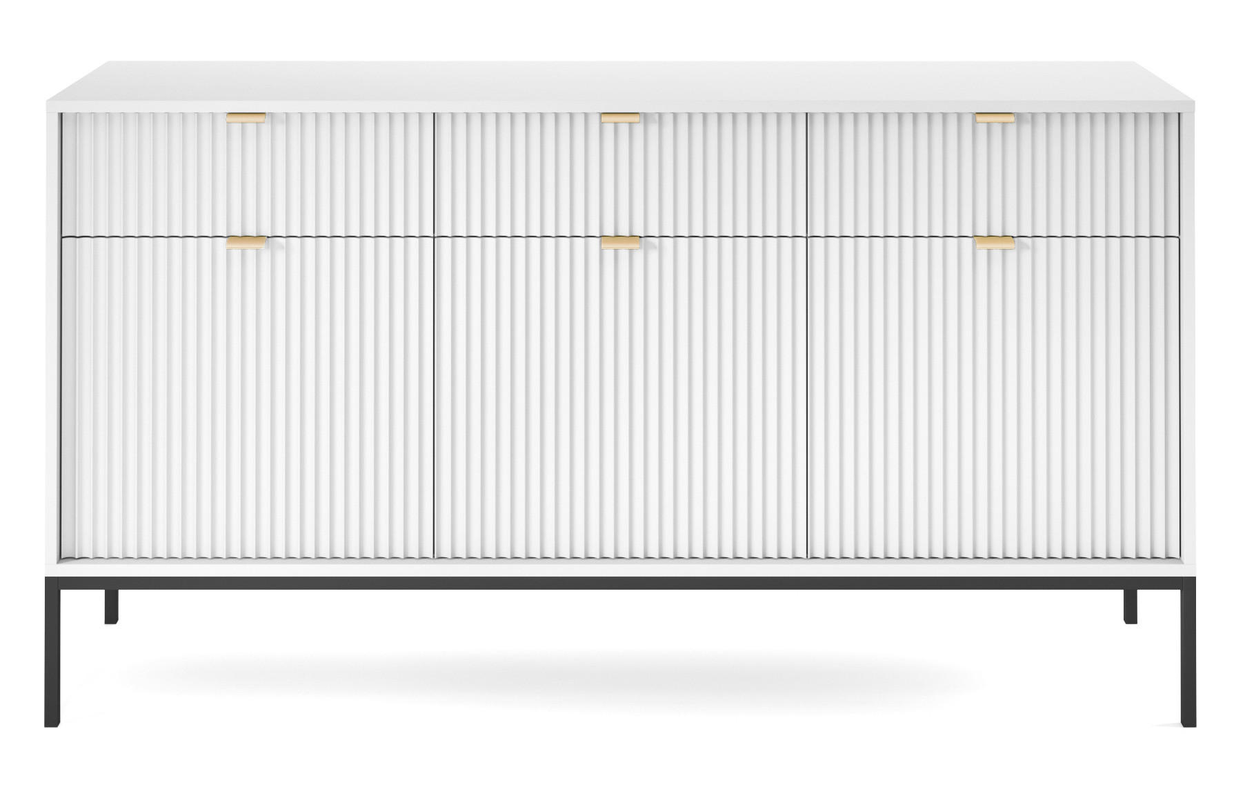 SIDEBOARD Vellore Weiß 154 cm - Goldfarben/Schwarz, Holzwerkstoff/Metall (154/83/39cm) - Selsey