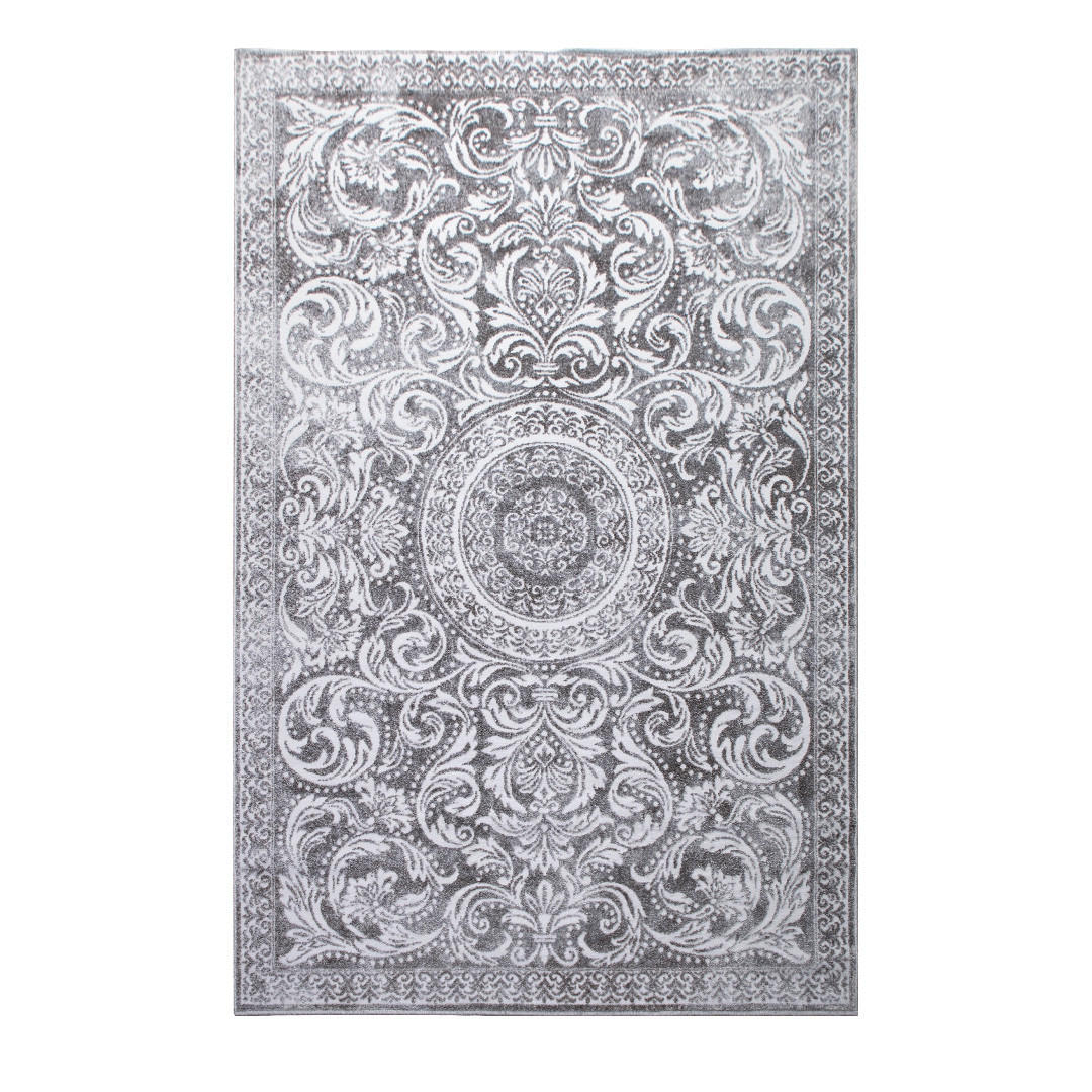 VINTAGE-TEPPICH Victoria Hoch-Tief-Effekt orientalisches Muster grau 80 x 150 cm - Creme/Weiß, Kunststoff/Textil (80/150cm) - oKu-Tex