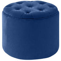 SITZWÜRFEL rund Samt Blau - Blau/Schwarz, Holz/Textil (44/42/44cm) - CLP