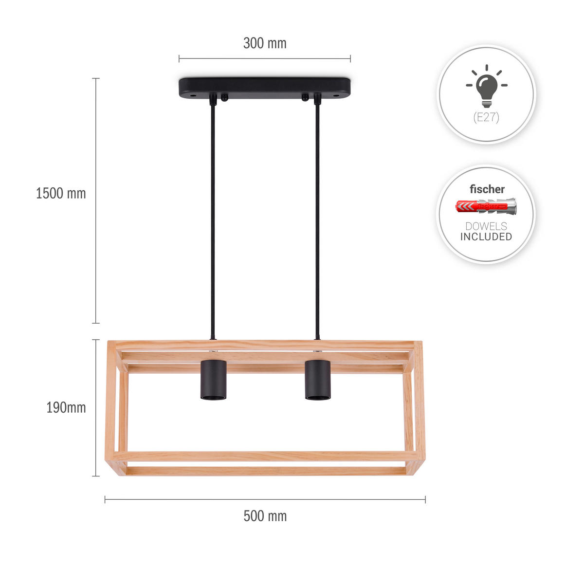 PENDELLEUCHTE Björn - Schwarz, Metall (50/19/19cm) - Paco Home