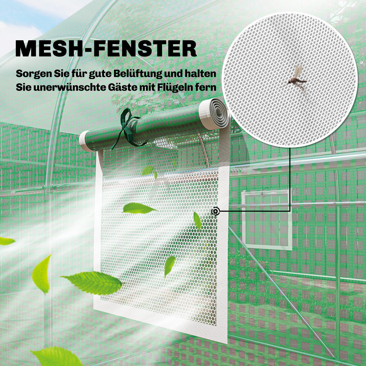 GEWÄCHSHAUS 3 x 2 x 2 m Foliengewächshaus mit Abschließbar Anschlag-Tür - Grün, Kunststoff (200/200/300cm) - Outsunny