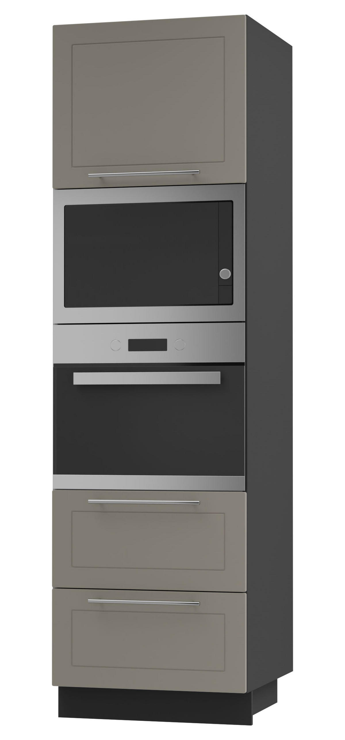 BACKOFEN-HOCHSCHRANK Kvantum D14/RU/2A/284 Beige Matt / Schwarz Matt 60 / 59 / 207cm - Beige/Schwarz, Holz/Holzwerkstoff (60/207/59cm) - Feldmann-Wohnen