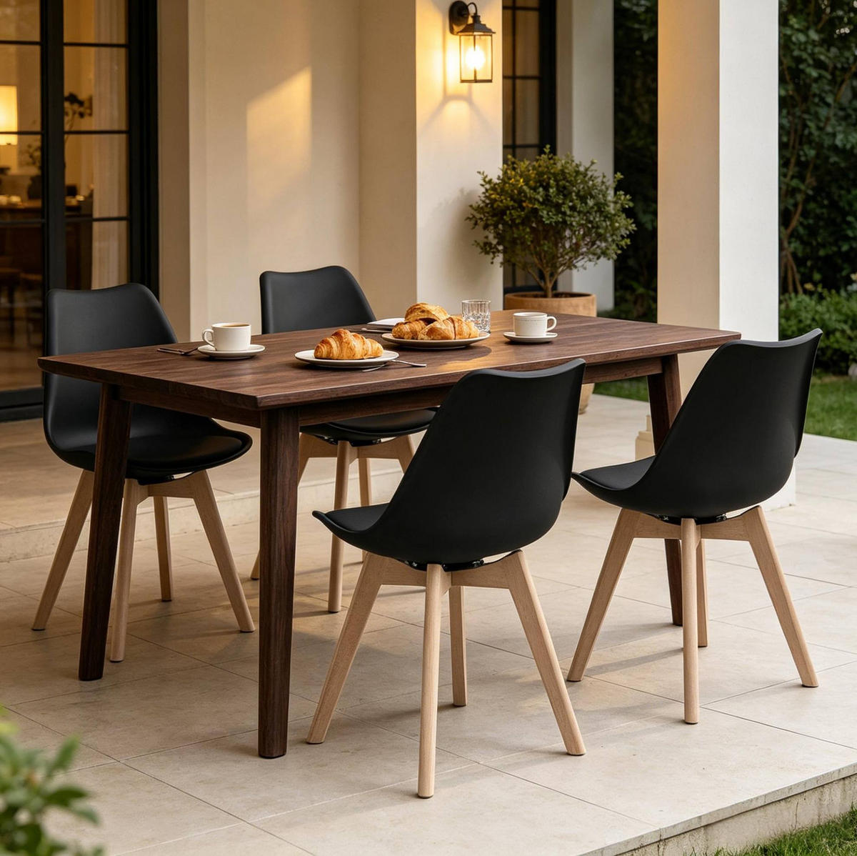 ESSSTUHL 4er-Set drehbar Kunstleder Schwarz - Schwarz, Holz (40.5/83/40.5cm) - Meubliv