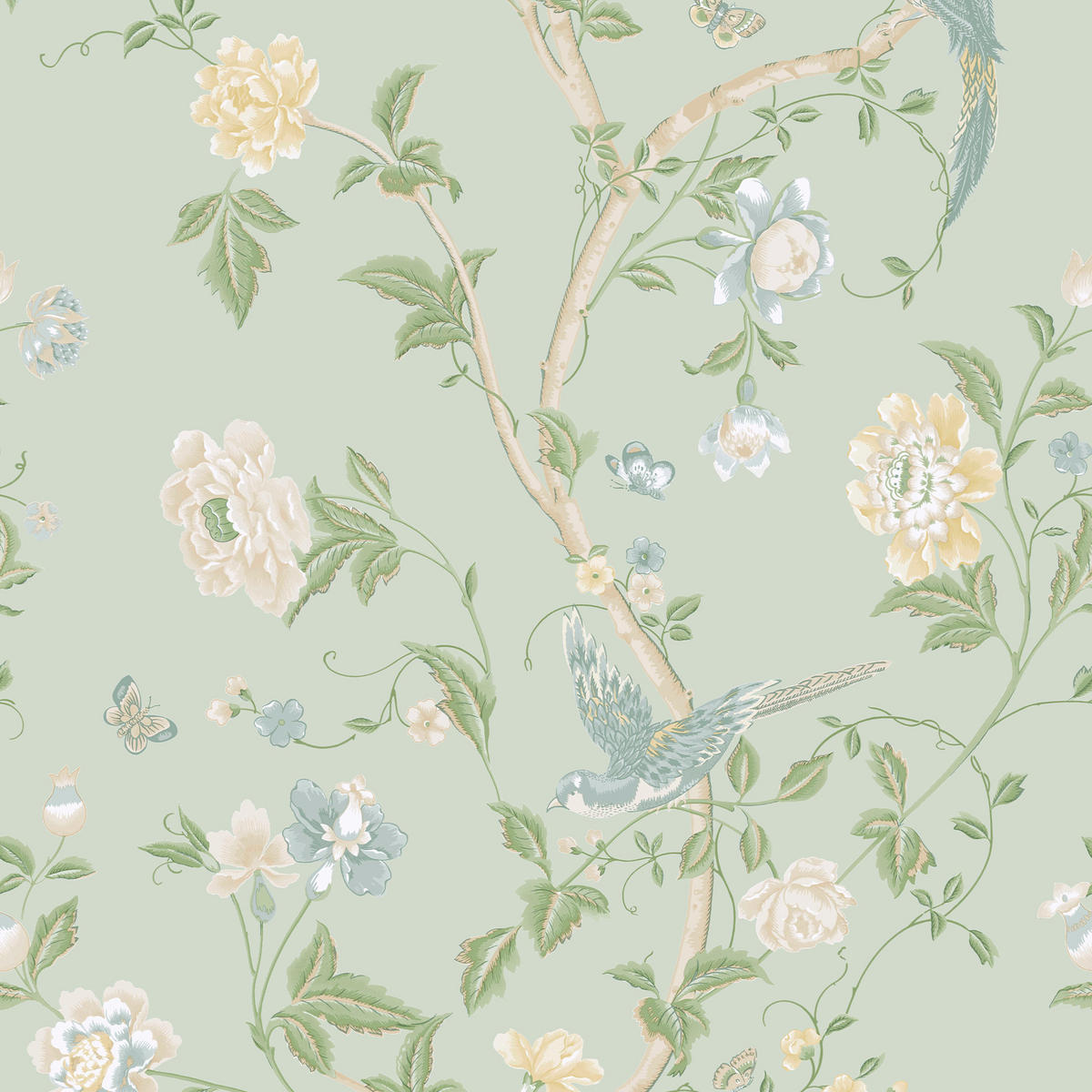 VLIESTAPETE Sommerpalast - Grün, Papier/Kunststoff (52/1cm) - LAURA ASHLEY